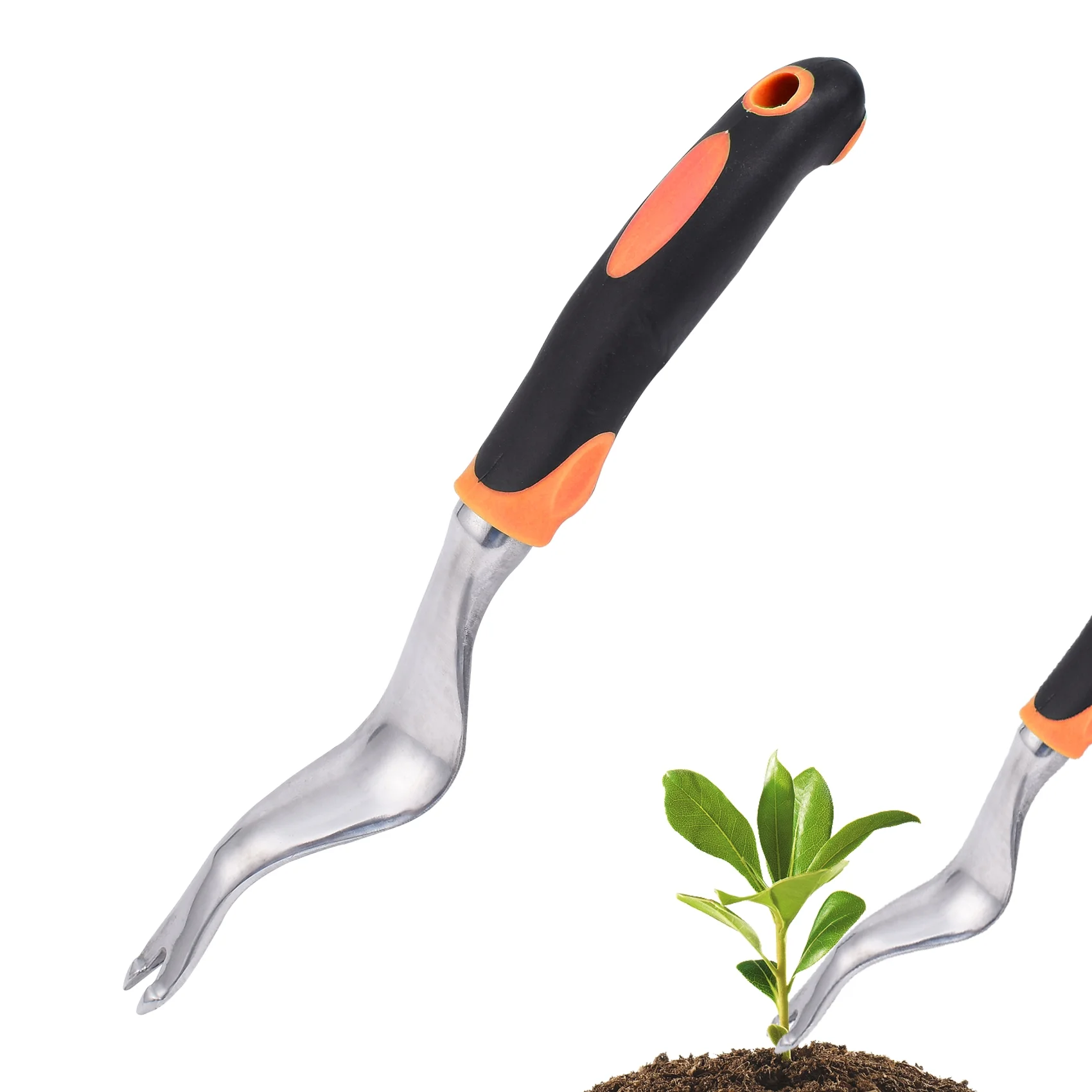 Hand Weeder Tool Garden Weeding Tools Heavy Duty Hand Weeder with Ergonomic Handle, Garden Weeding Removal Weed Puller Manual Root Lifter Weeder for Lawn Farmland Transplant Gardening Bonsai (Orange)