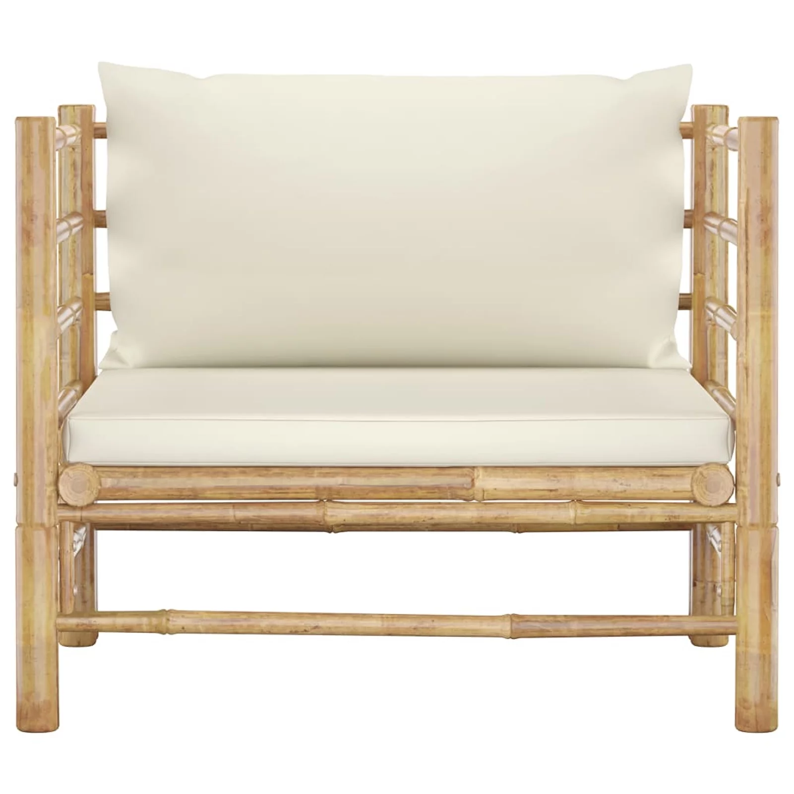 Dcenta Patio Corner Sofa with Cushions Bamboo  Sofa Chair for Garden, Lawn, Courtyard 29.1 x 27.6 x 23.6 Inches (W x D x H)