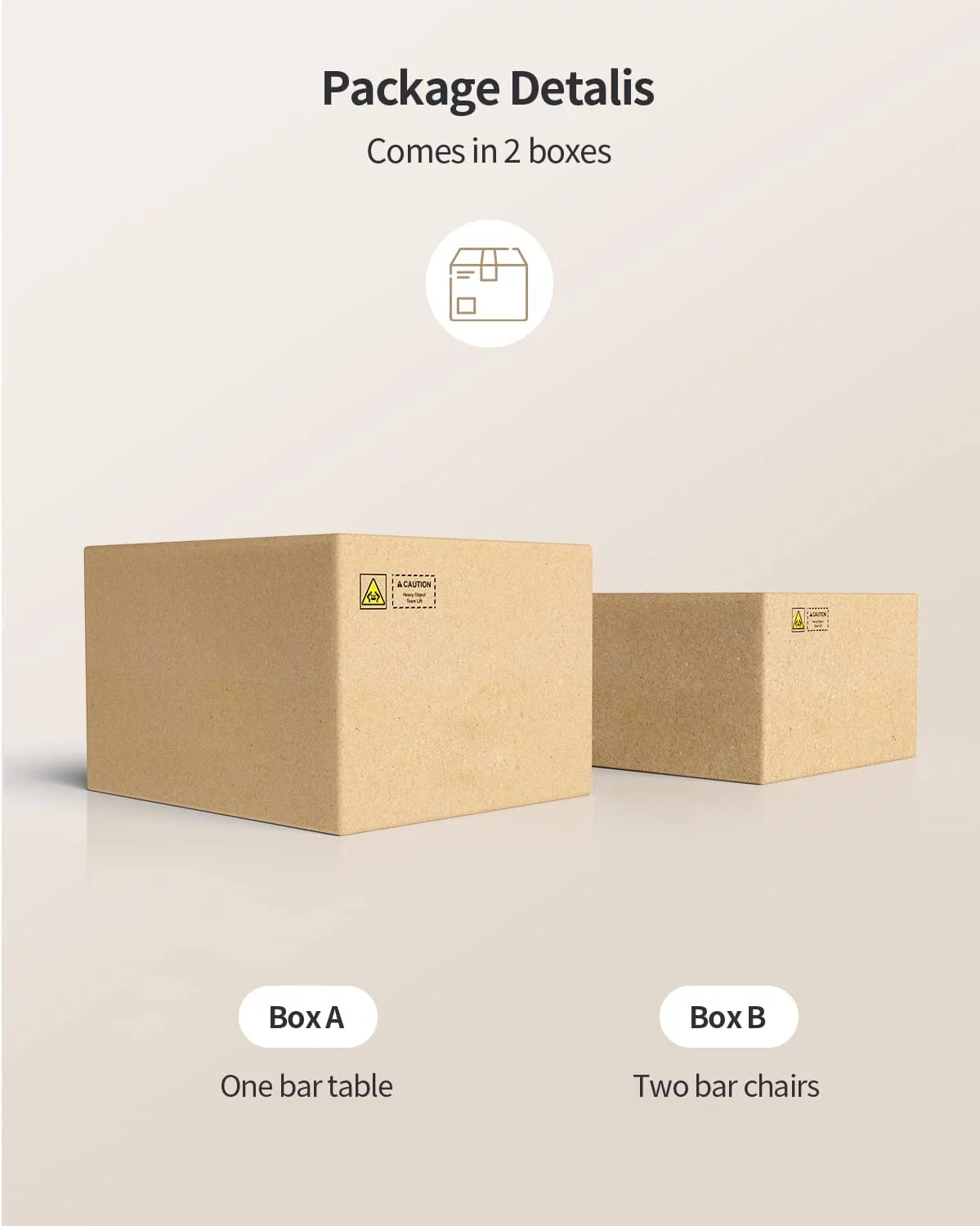 Bar Table Set, Lofka Square Counter Height Bistro Dinette Sets with 2 stools, Brown