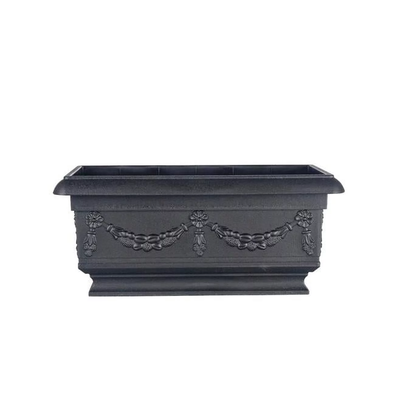 Black Rectangular Pedestal Planter