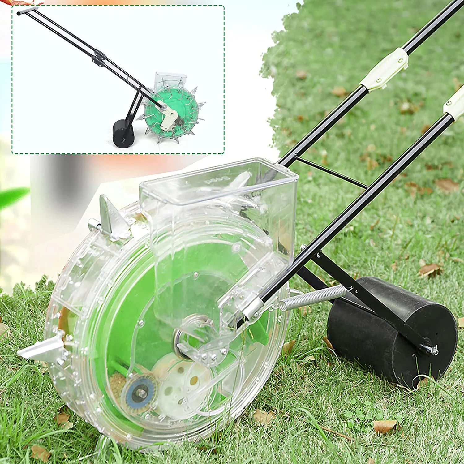 DENEST Hand-Push Roller Seeding Fertilizer Applicator Seeder Corn Cotton Soybean Peanut Planter