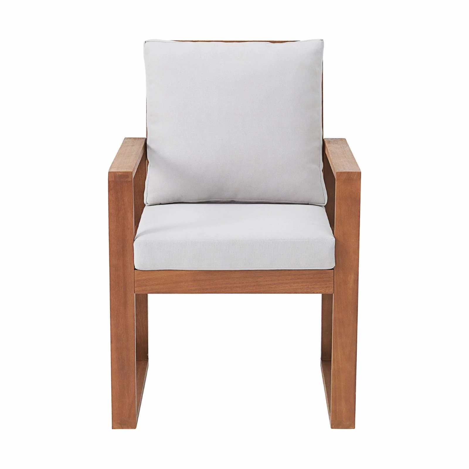 Weston Eucalyptus Wood Outdoor Dining Chairs with Gray Cushions/Set of 2