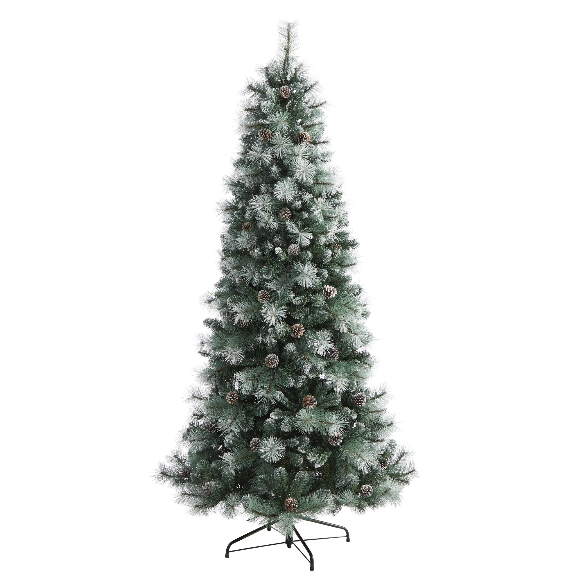 Nearly Natural 7’ Pre-Lit Brit Columbia Pine Artificial Christmas Tree, Clear LED Lights