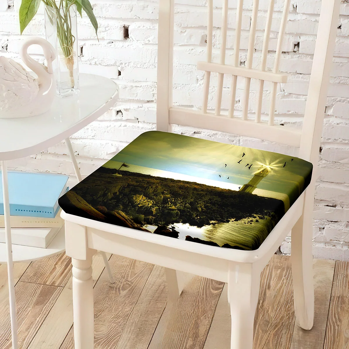 TwoLLL  Lighthouse Stone Printed Chair Cushion Square Mat Soft Breathable Luxury Chairs Pad for Dining Balcony Outdoors Pads Home Decor