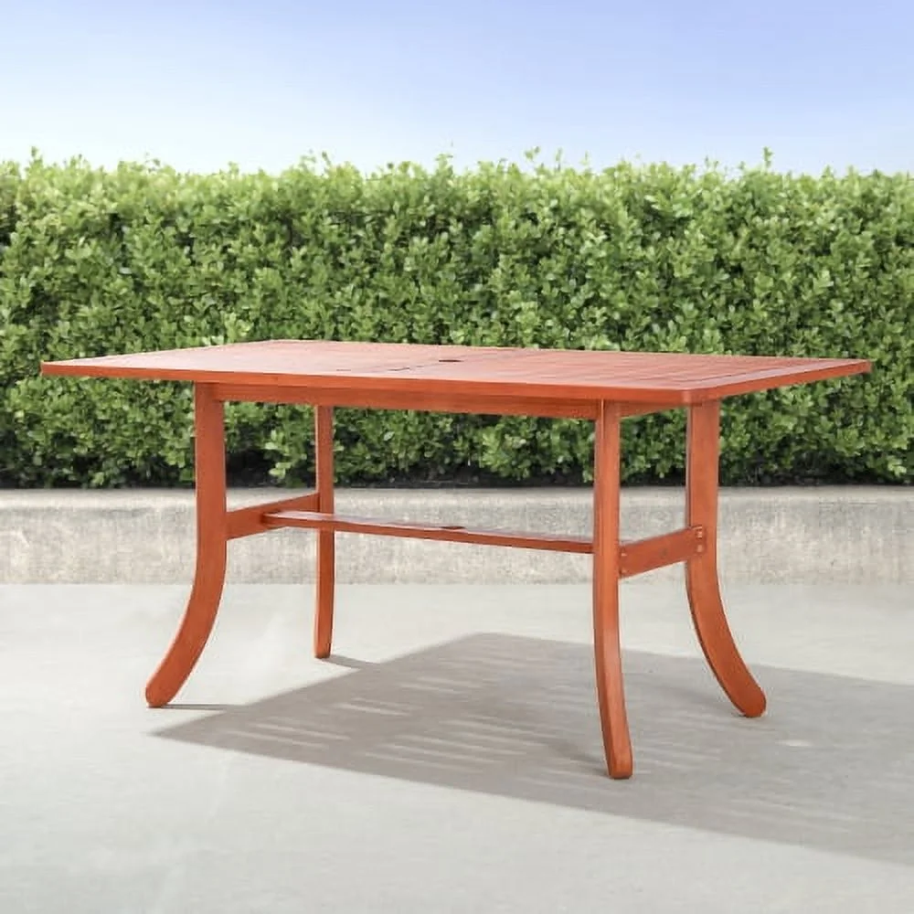 Buumin Kyrstin Reddish Brown Tropical Wood Patio Dining Table for 6 Seaters