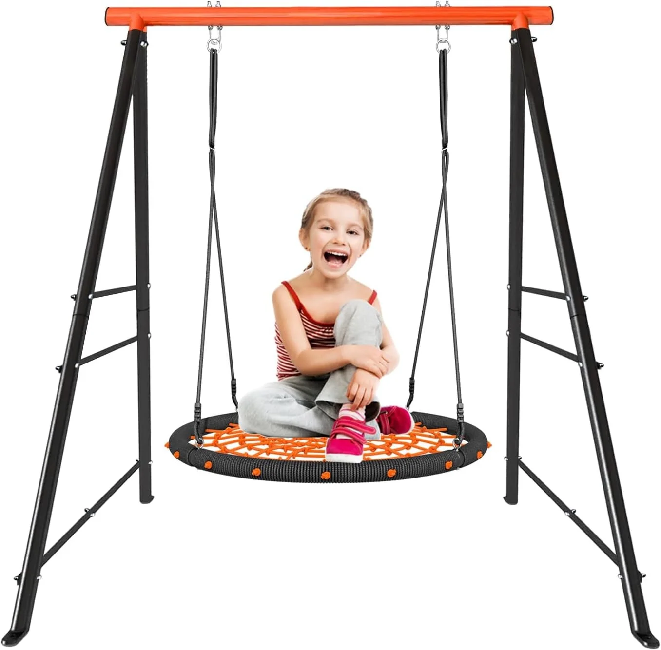 COOKCOK 880 Lbs Roll over image to zoom in Swing Stand Frame｜Swing Set Frame for Both Kids and Adults｜Heavy-Duty Metal A-Frame Backyard Swing for Indoor Outdoor｜Orange(Without Swing)