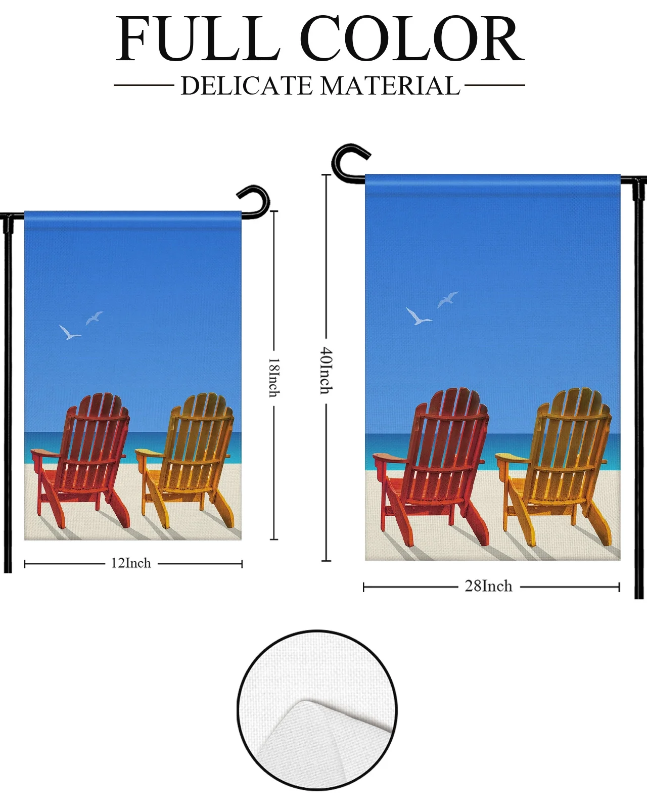 Garden Flag Double-Side Printed House Flag Yard Flag Beach Chairs Blue Sky Welcome Banner Decor Outdoor Holiday Decorations