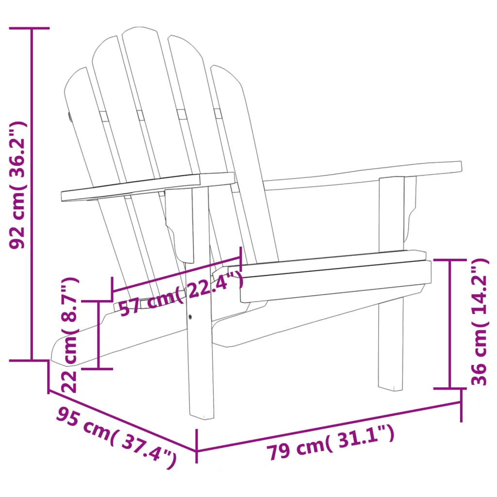 Suzicca Patio Adirondack Chair 31.1