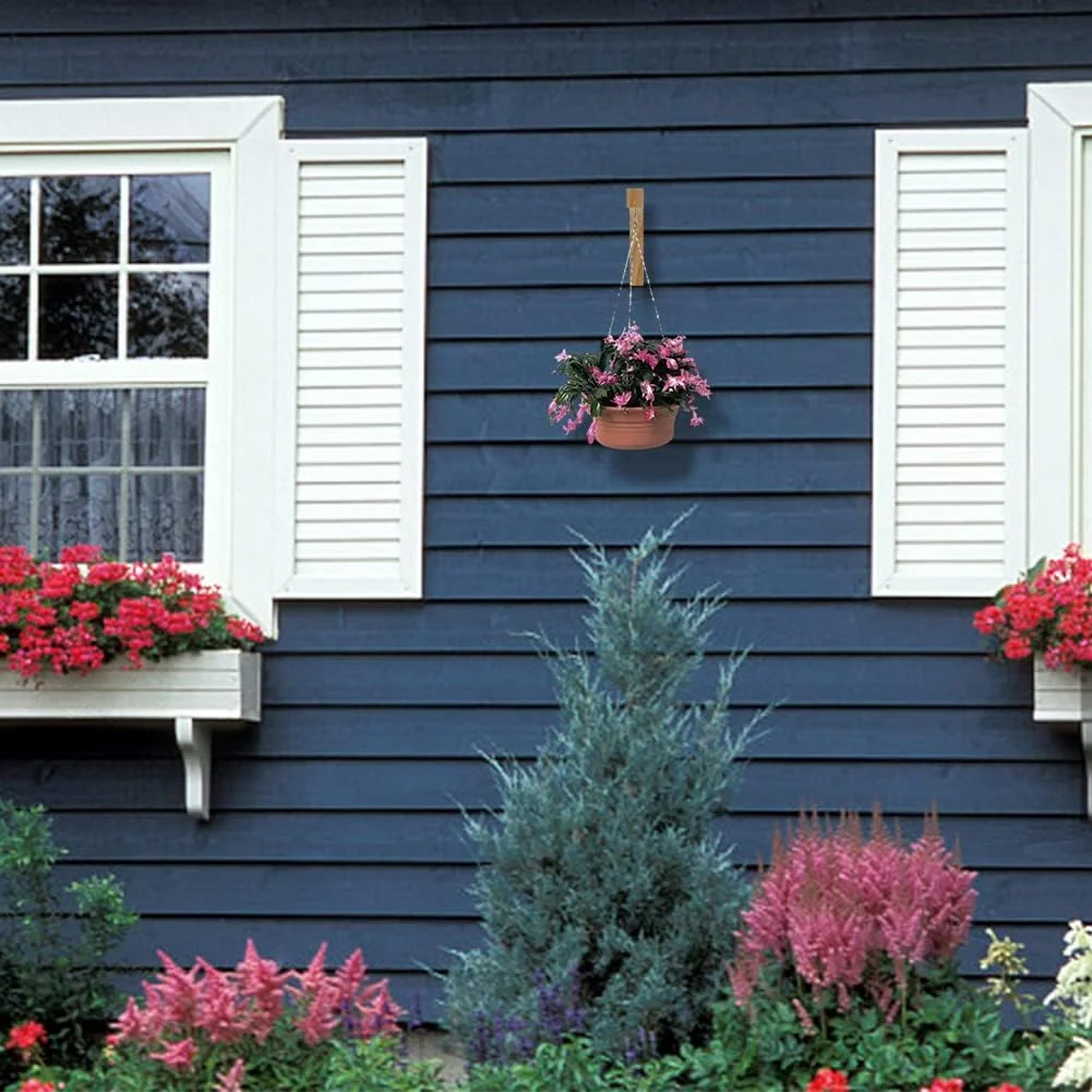 Wooden Plant Hanger Hook Heavy Duty Hanging Plant Bracket Decorative Wall Plants Hangers Indoor with 2pcs Screws and 2pcs Anchor Plugs Hole: 10mm