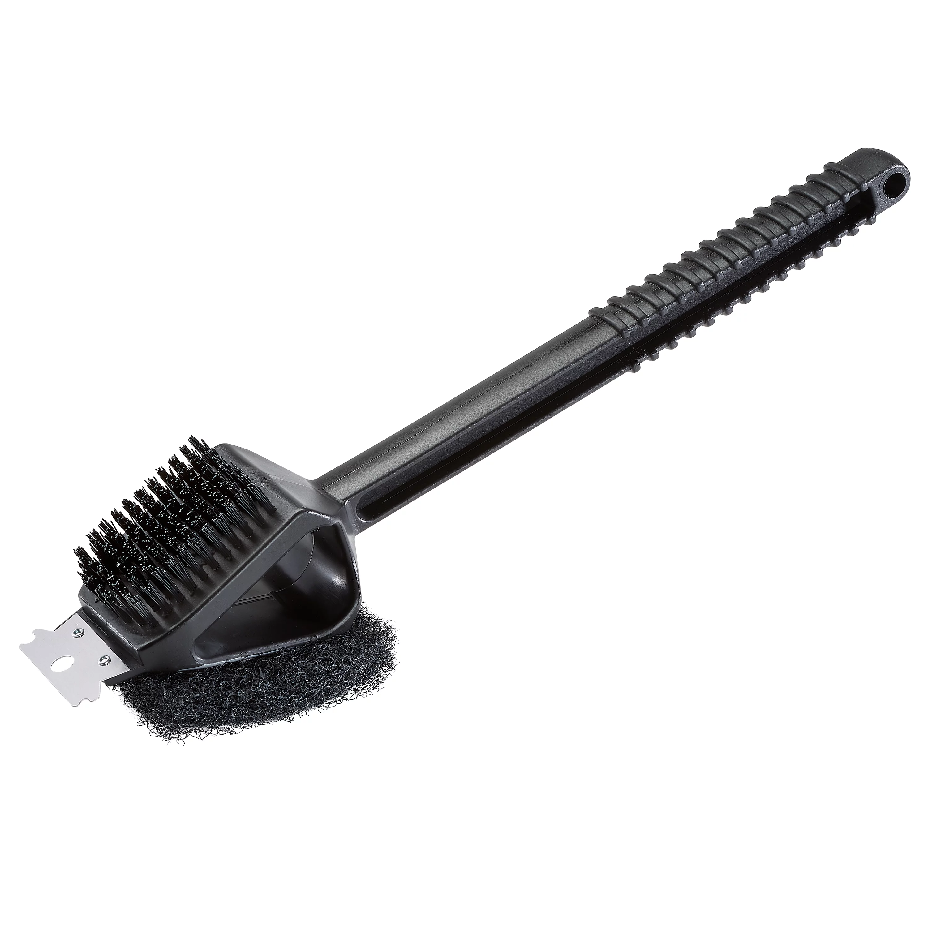 TrimBrush Warm or Hot Clean to 350°F, 3-in-1 Super Size Black BBQ Grill Brush with Scrubber & Scraper (No Harmful Wire Bristles)