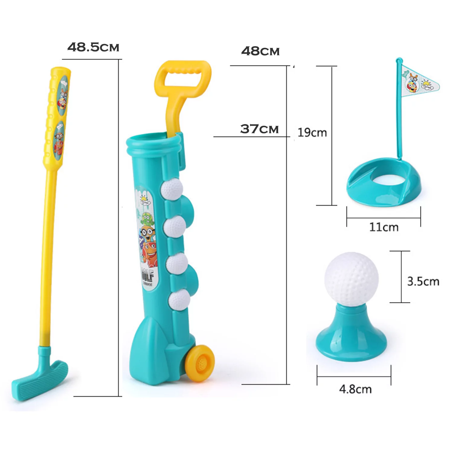 TABGIME Toddler Toy Golf Set, Exercise Toy W/3 Clubs, Cart and More Play-Set for 3-6 Kids Girls Boys