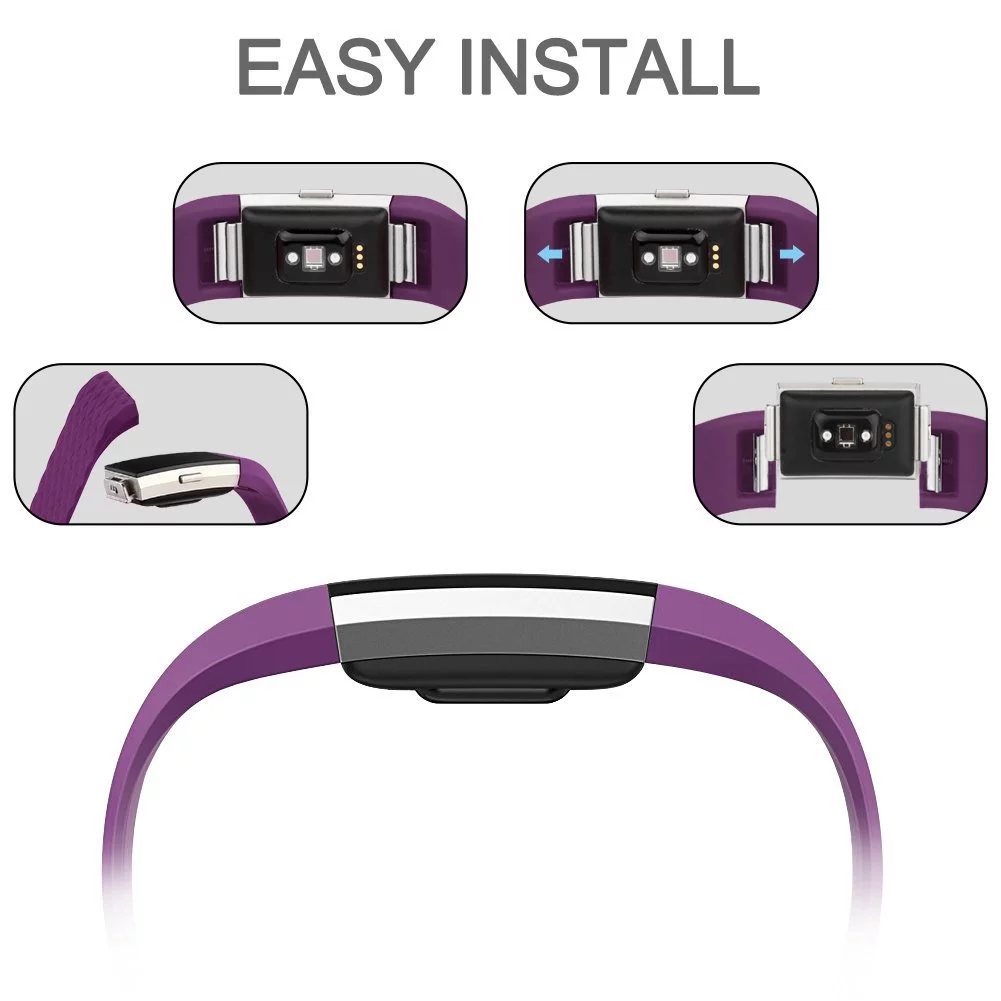 Fitbit Charge 2 Bands Band Replacement Small Large Silicone Special Plum, Large