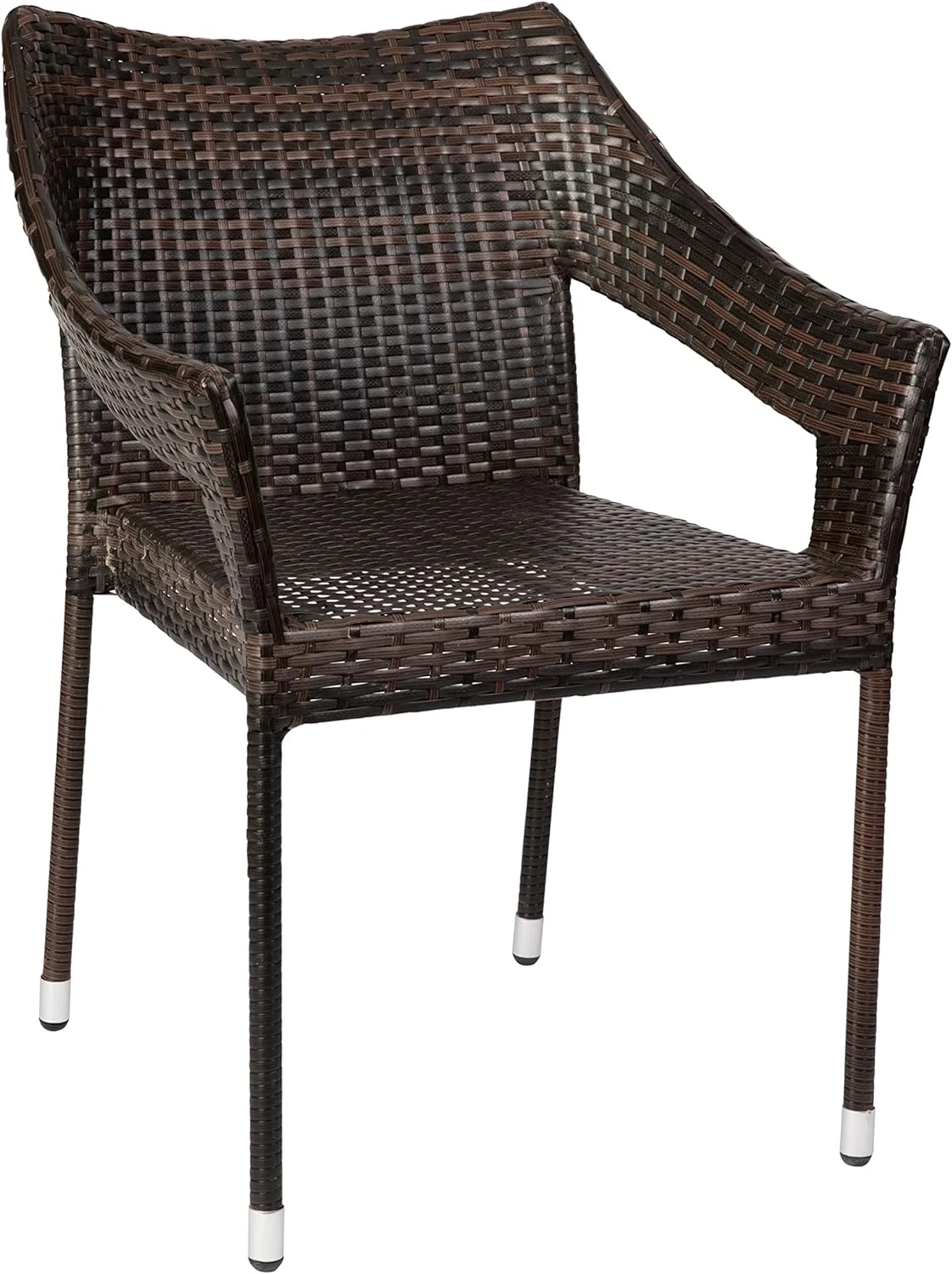 Grade Patio Chair, All Weather PE Rattan Wicker Stacking Patio Dining Chair, Espresso