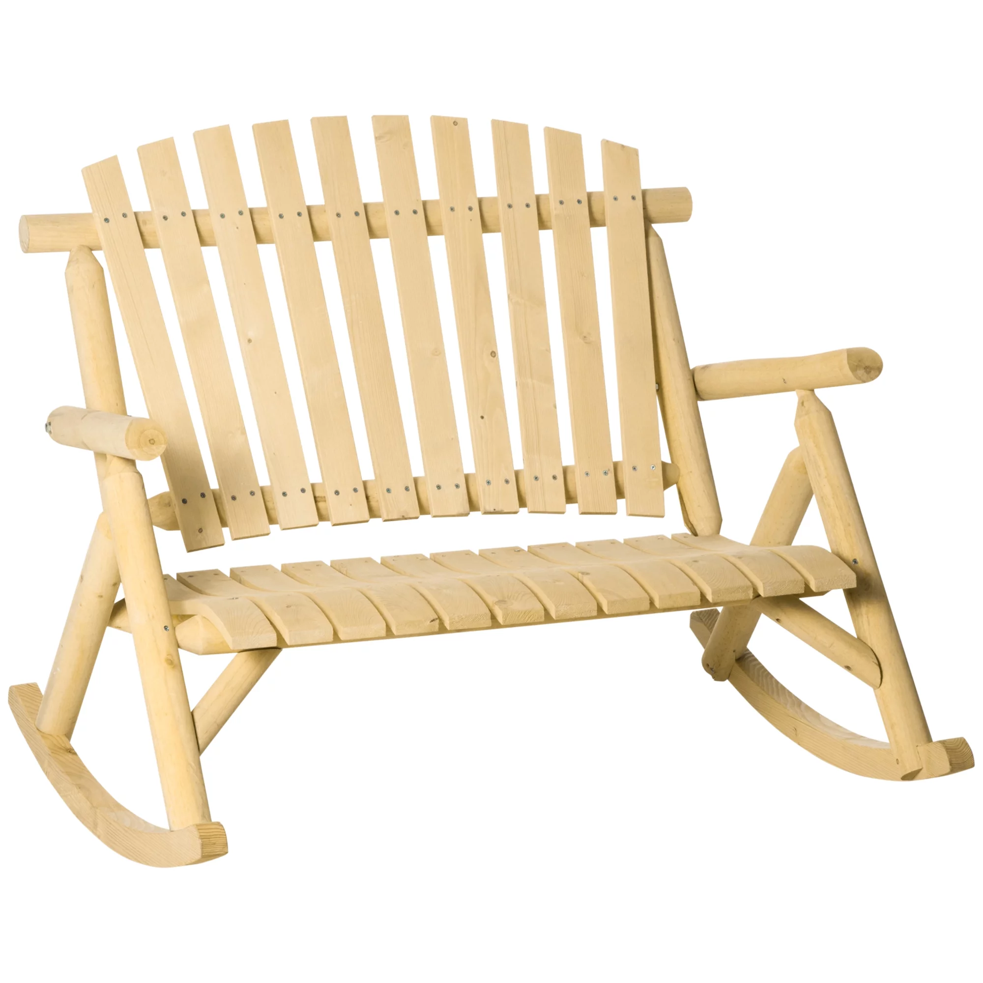 Outdoor Wooden Rocking Chair, Stylish Oversized Backboard Rocking Chair,  Porch, Poolside, Garden, Natural