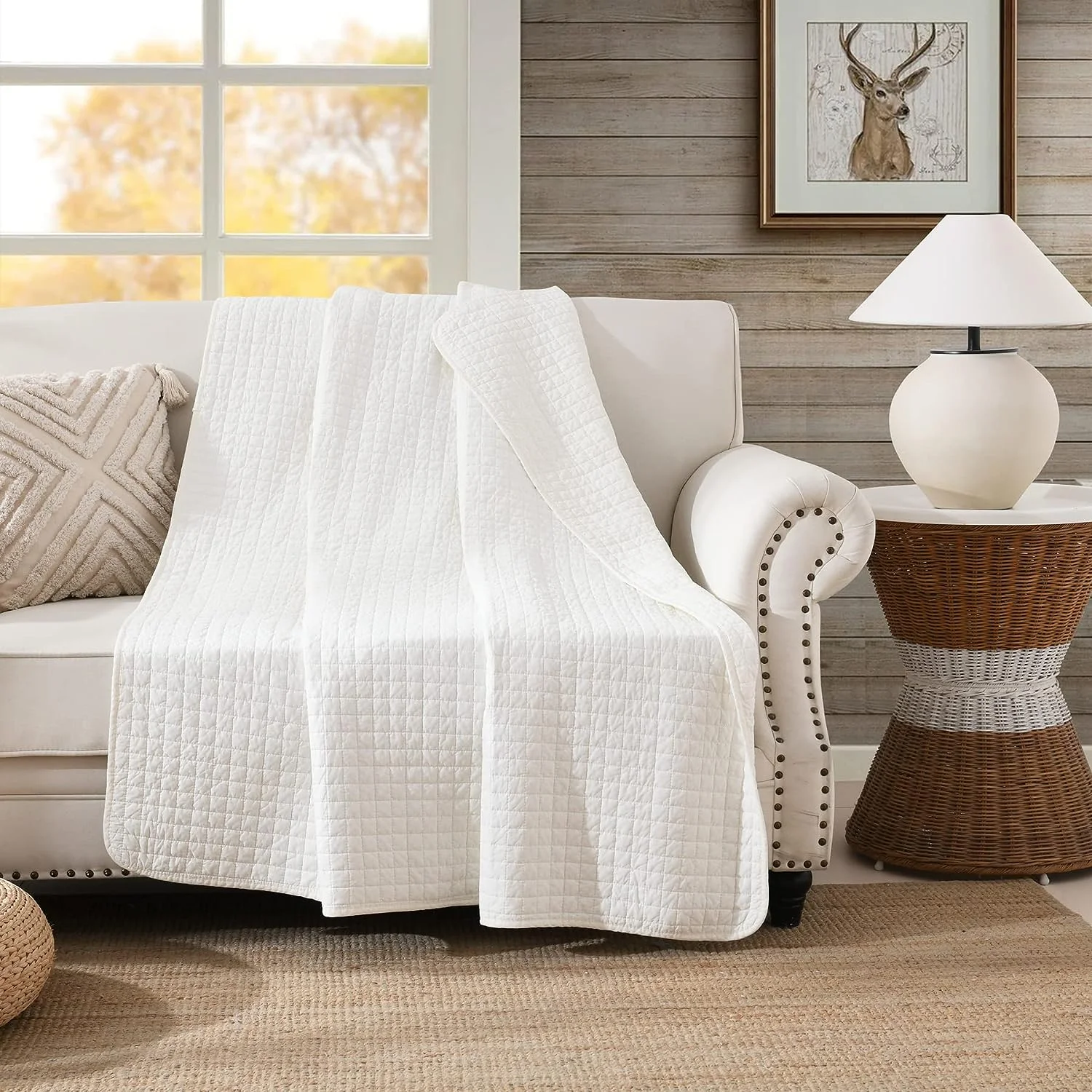 100% Cotton Quilted Throw Decorative Throw Blanket Multi Color Super Soft Warm Indian Reversible Quilt for Sofa and Couch 50