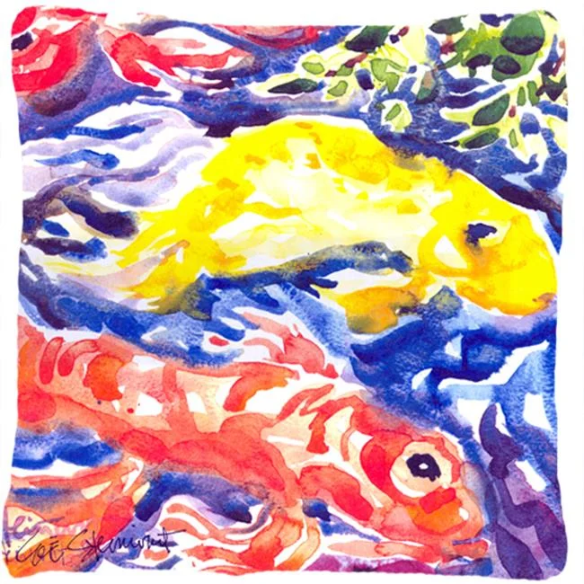 Fish - Koi In The Pond Decorative Indoor & Outdoor Fabric Pillow