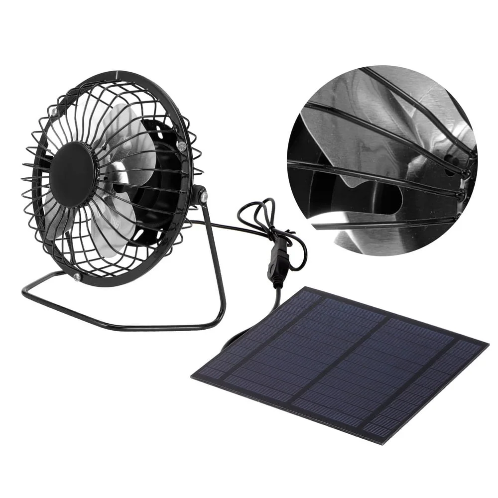 Dioche Portable Fan Solar Panel Powered Fan 5W Mini Solar Panel with Portable Cooling Fan Photovoltaic Solar Panel Set for Greenhouse