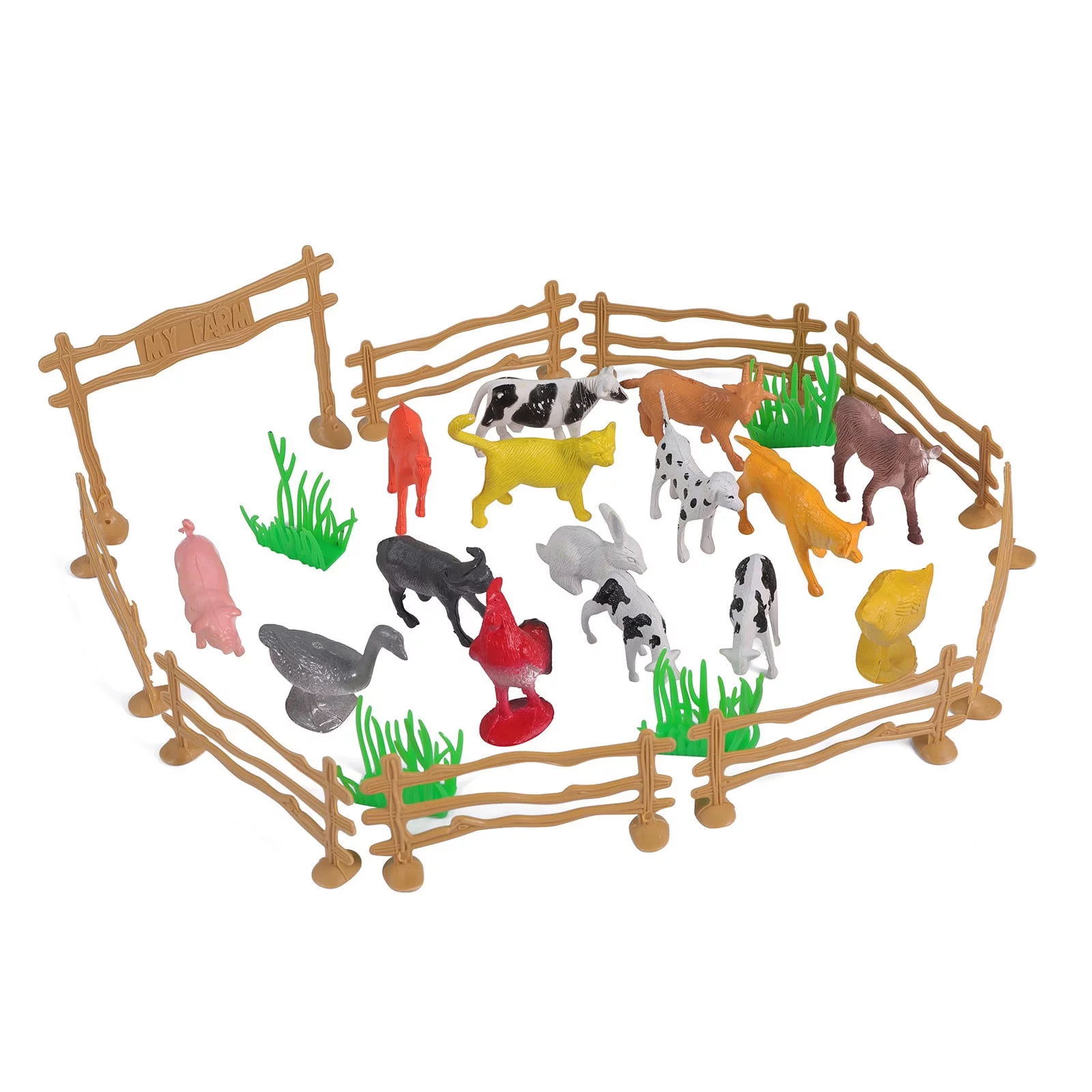 Spftem Farm Animals Figurines Toys, 15PCS Realistic Plastic Farm Playset with Fences, Farm Figures Learning Educational Toys for Boys Girls