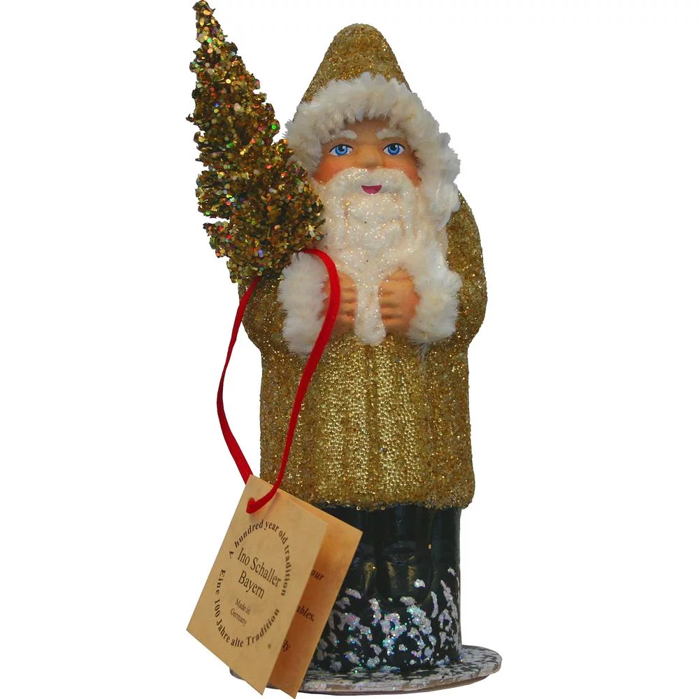 SCHA  Schaller Paper Mache Candy Container - Santa Rose Coat with Glitter