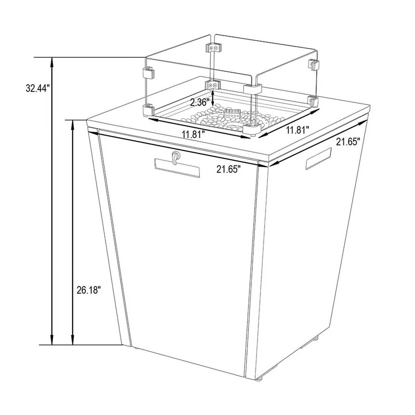 Afuera Living Modern Aluminium Gas Fire Pit Table 55000 BTU With Lid in Gray