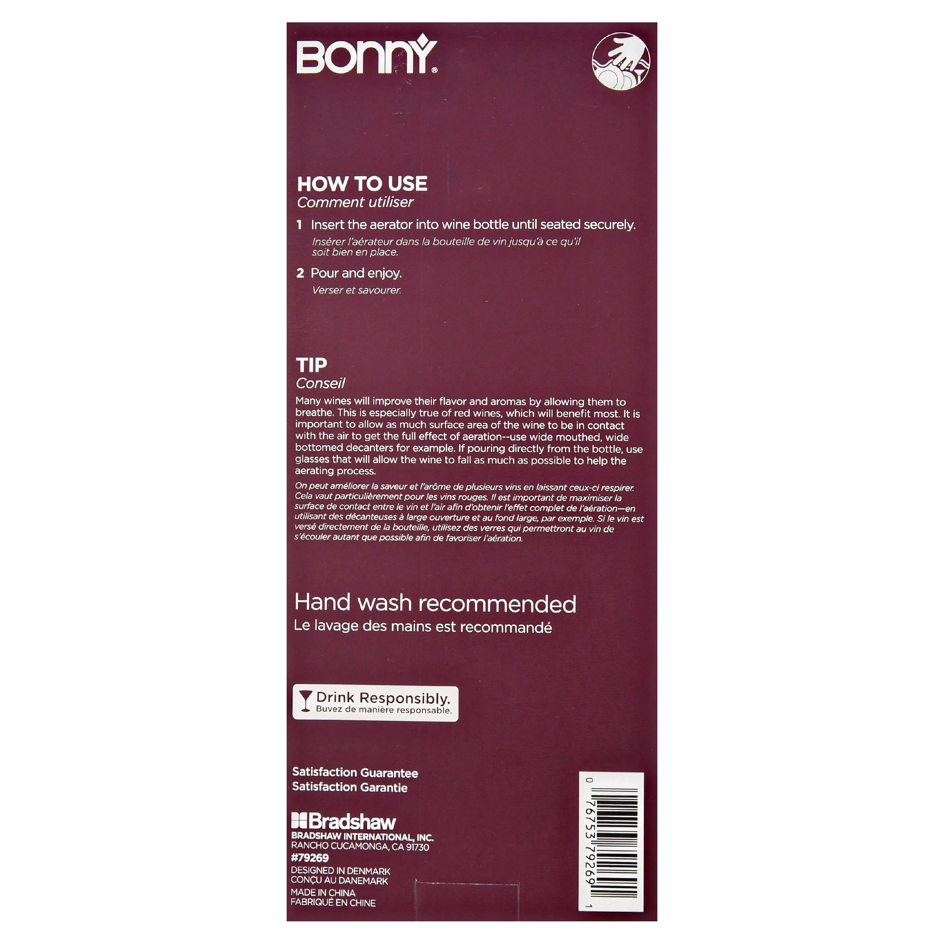 Bradshaw International 262616 Bonny Barware Wine Aerator