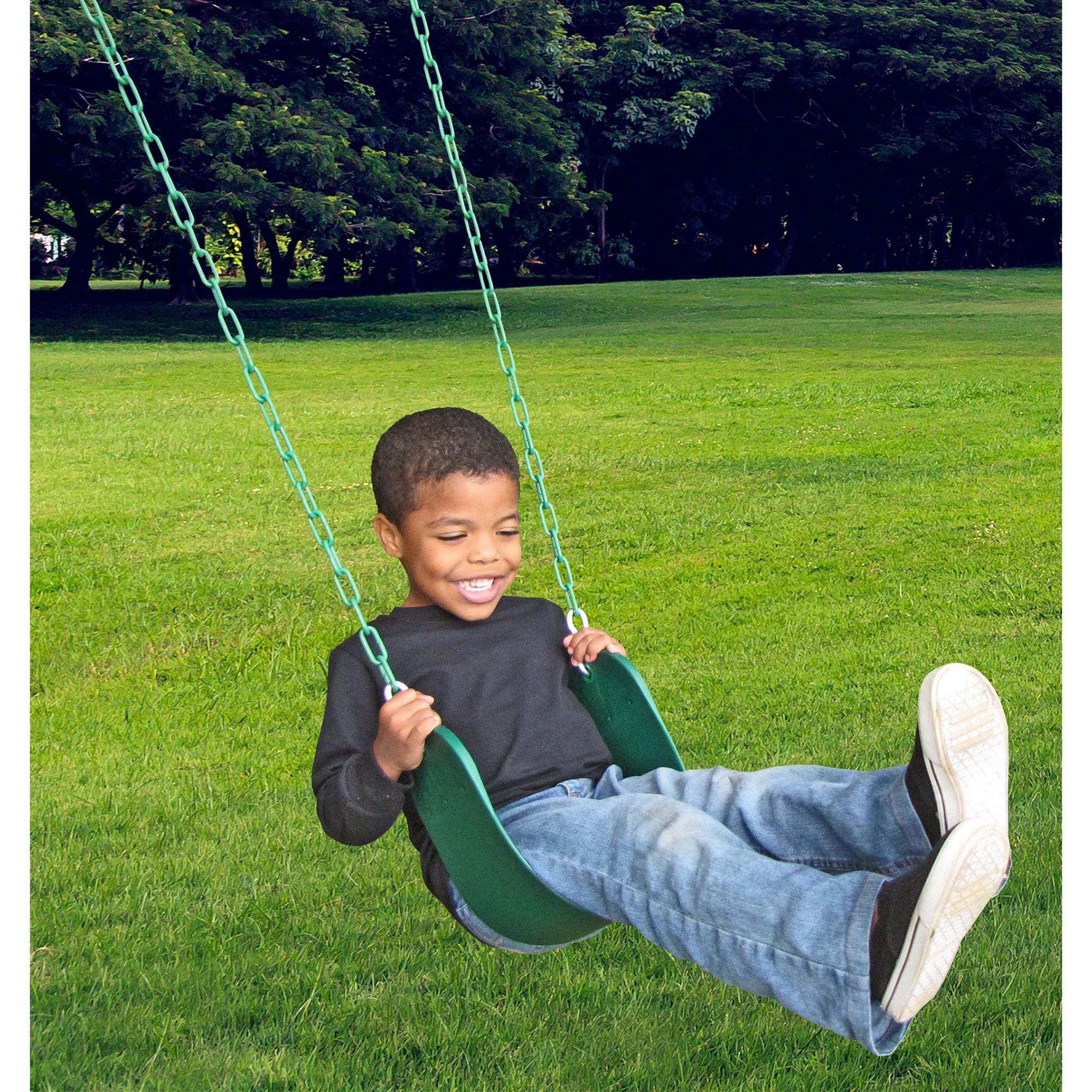 Creative Playthings AA925-242 Kids Flexible Sling Seat Chain Play Swing, Green