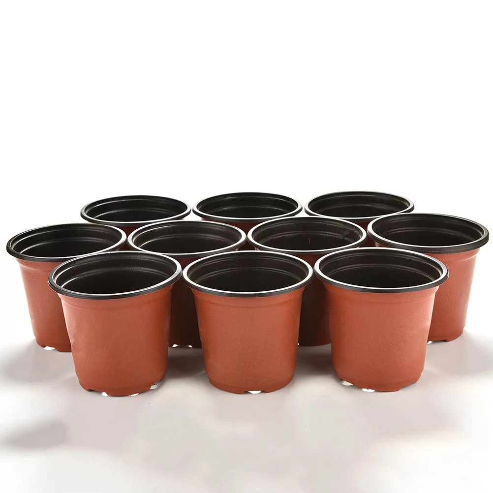 10pcs Mini Plastic Round Flower Pot Terracotta Nursery Planter Home Garden Decor