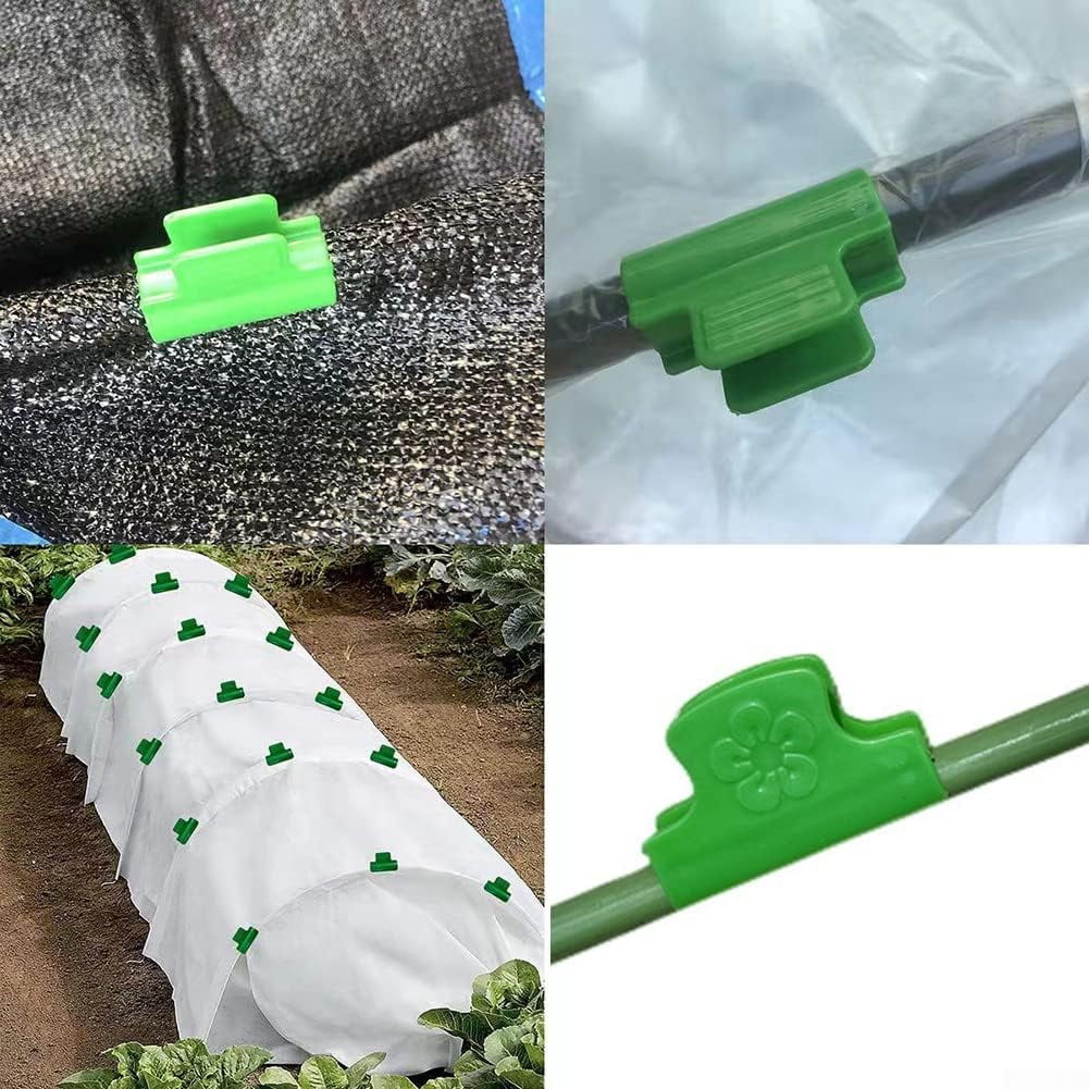Cumbed 20pcs Greenhouse Pipe Clamps, Plant Clips, Plant Stakes Greenhouse Garden Netting Hoop Clips Tool, Film Row Cover Netting Tunnel Hoop Clip