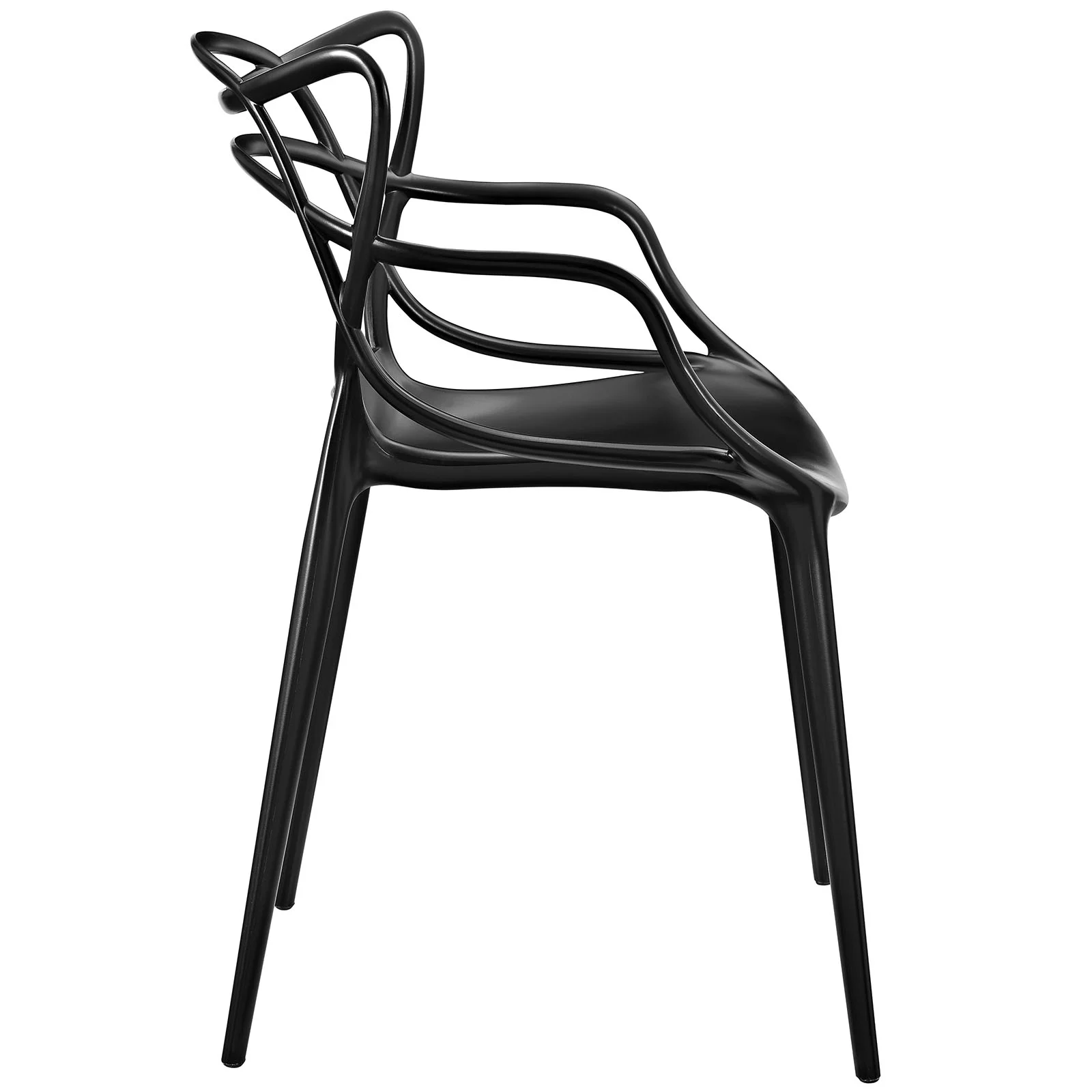 Modern Contemporary Dining Armchair (Indoor and Outdoor), Black, Plastic