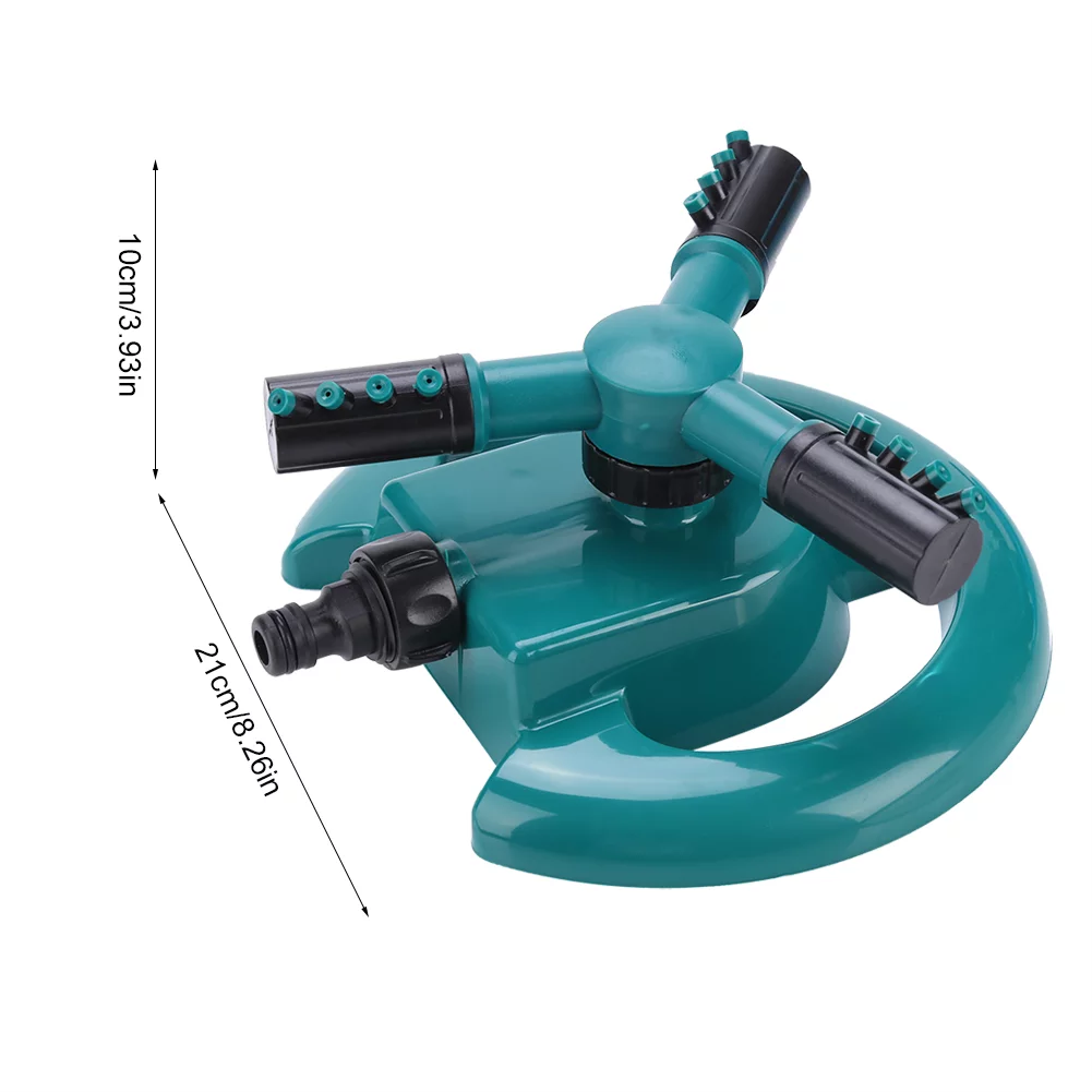 Gonnely Rotating Water Sprinkler 360° Fully 3 Nozzle Circle Rotating Watering Sprinkler Irrigation System for Garden(Green)
