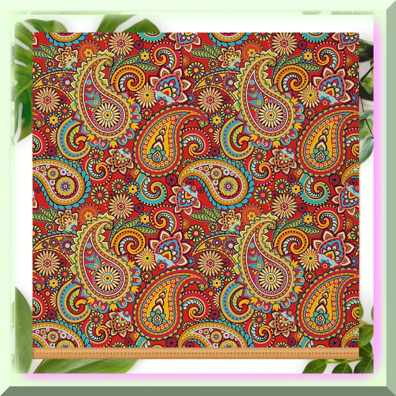 BohoChic Paisley Haven: Vibrant Floral Fabric for Chairs & Sofas, Waterproof & Exotic Outdoor Upholstery. Style your Décor with 3 Yards of Red Paisley Bliss!