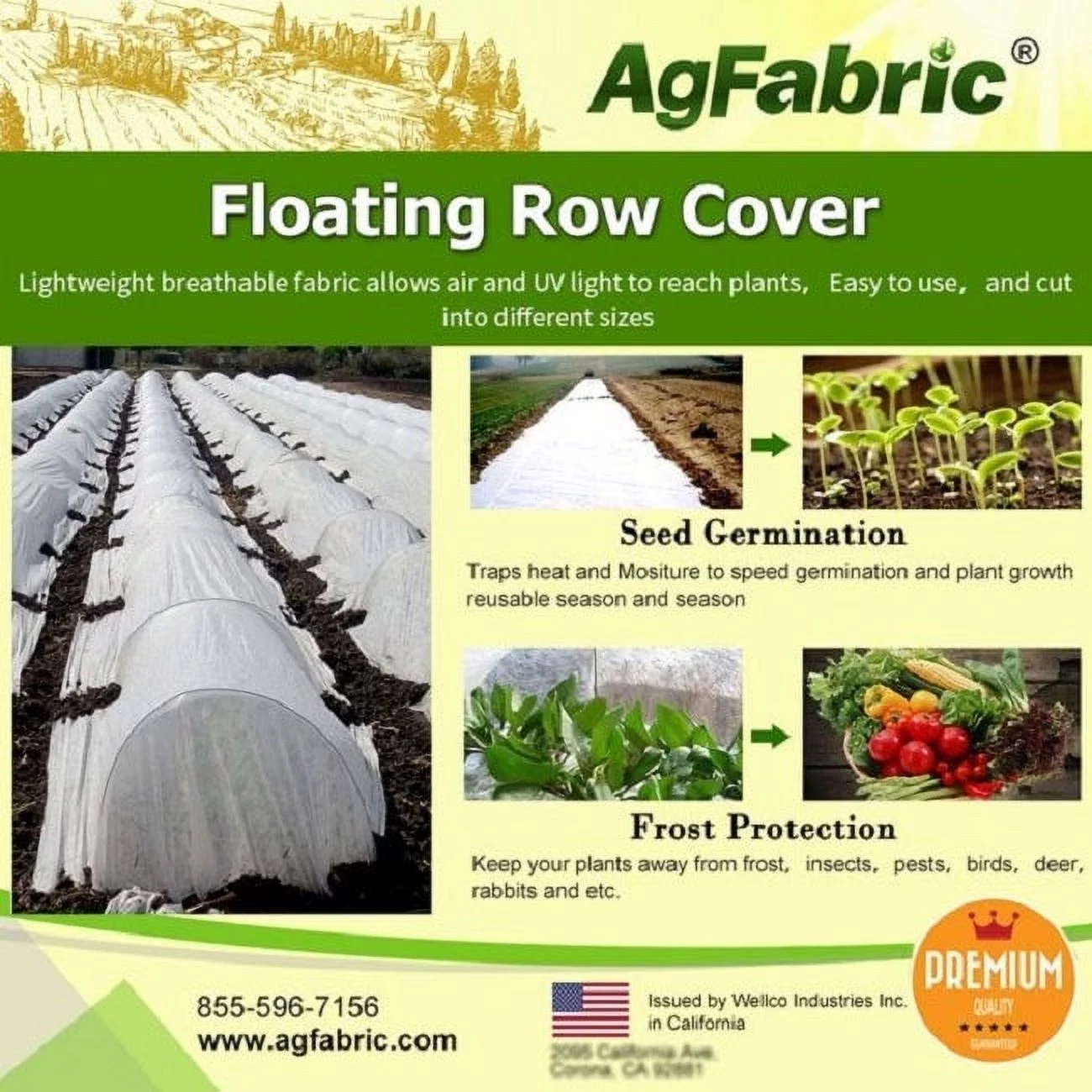 Agfabric  5x50ft Floating Row Cover Plant Protection,1.5oz,White