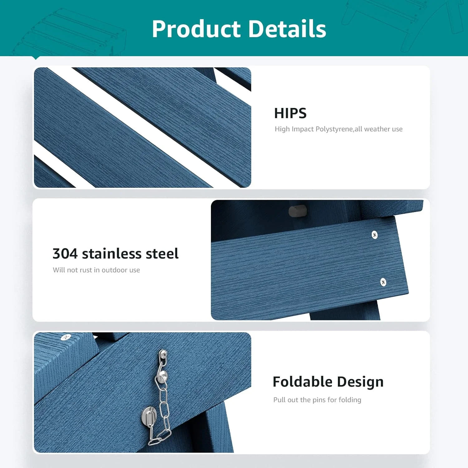 CLKHGFAR VGYUIJN Folding Adirondack Chair Footrest VGYUIJN  Adirondack Ottomans Without Assembly  Grey