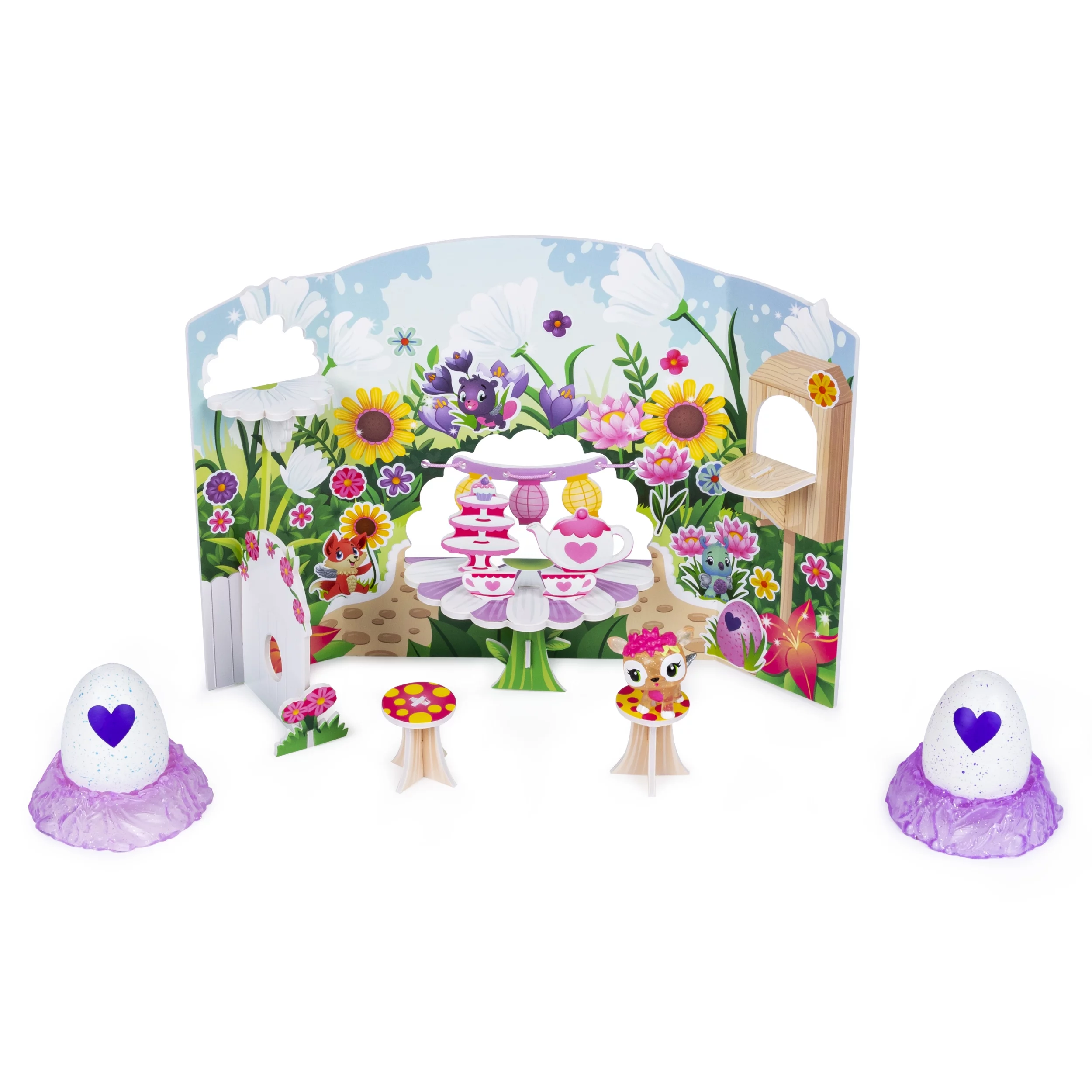 Hatchimals CollEGGtibles, Glittering Garden Hatchy Hangouts Papercraft Playset with 3 Exclusive Characters, Only Available at Walmart