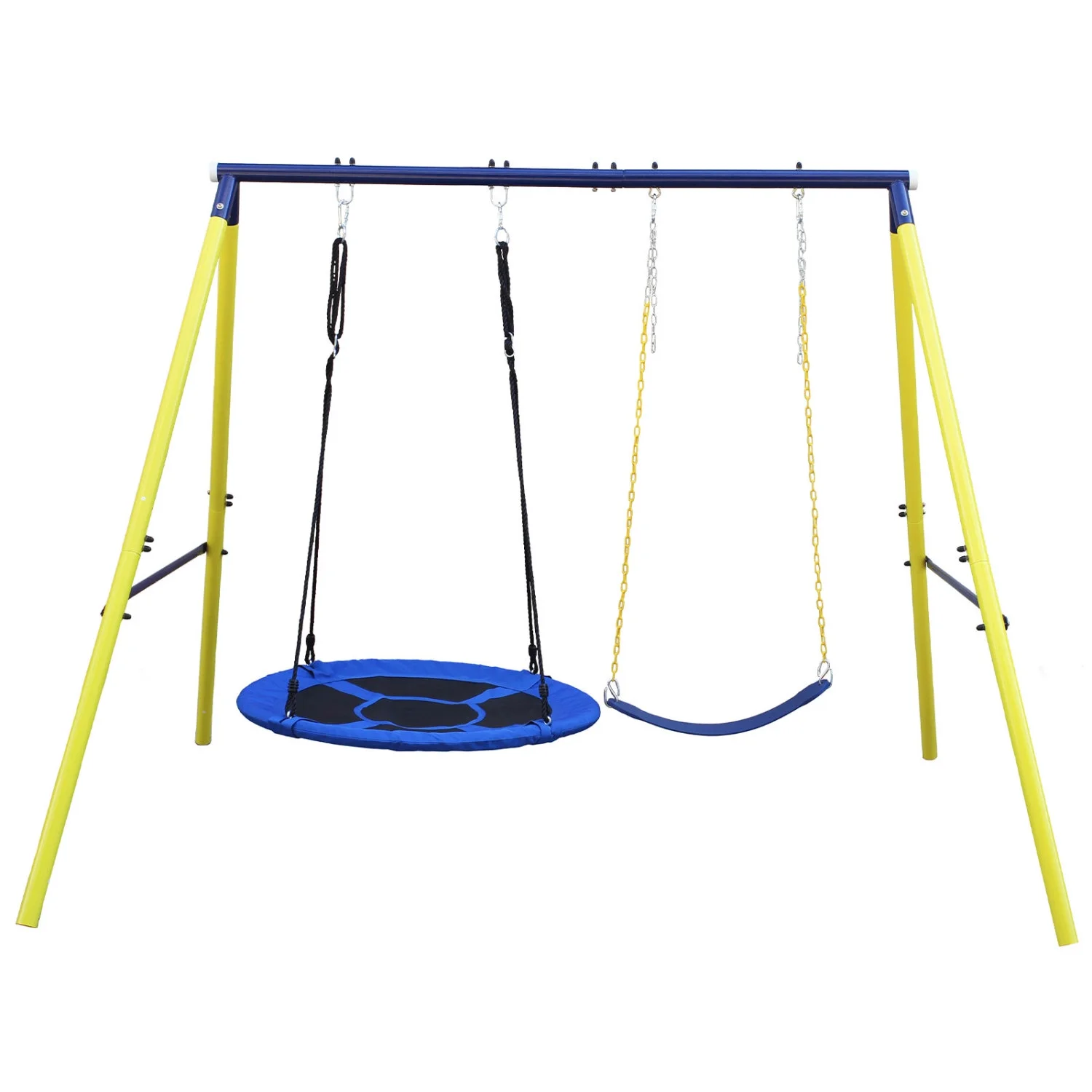 Sturdy and Fun Outdoor Metal Swing Set with Safety Belt - Ideal Indoor/Outdoor Play Equipment for Endless Entertainment and Excitement