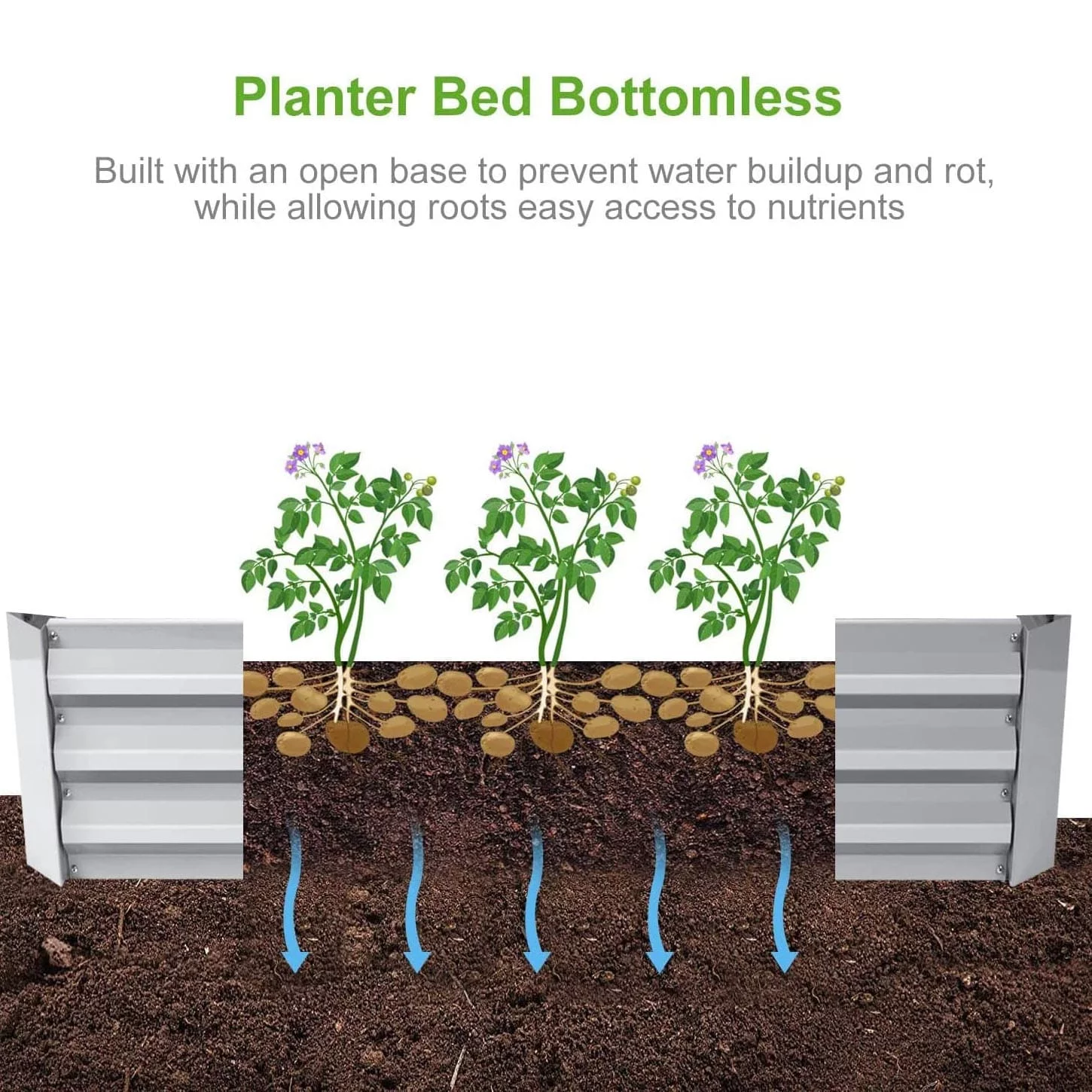 Agfabric silver Planting Bed Raised Garden Bed Metal Garden Beds 2ftx4ft 2ftx4ft