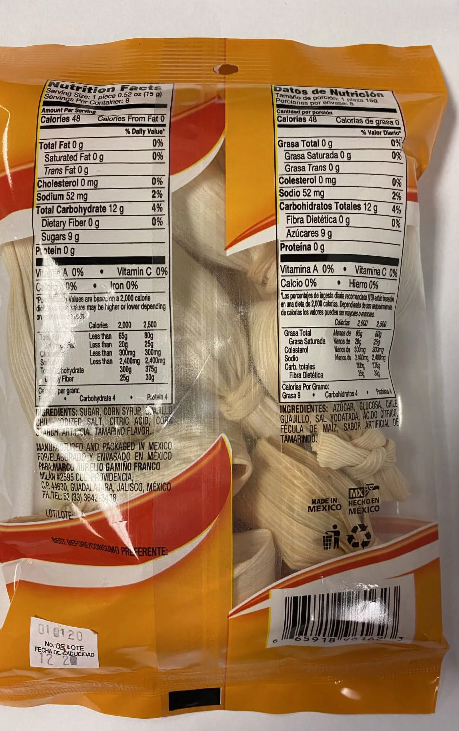 Mi Dulce Mexico  Soft Sugar Candy Tamarind flavor TAMALITOS, 8 ea