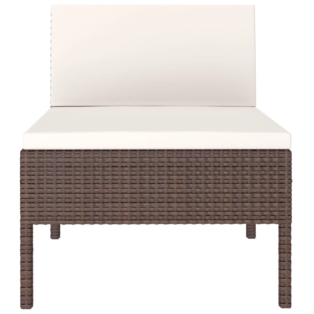 vidaXL Patio Chairs 3 pcs with Cushions Poly Rattan Brown