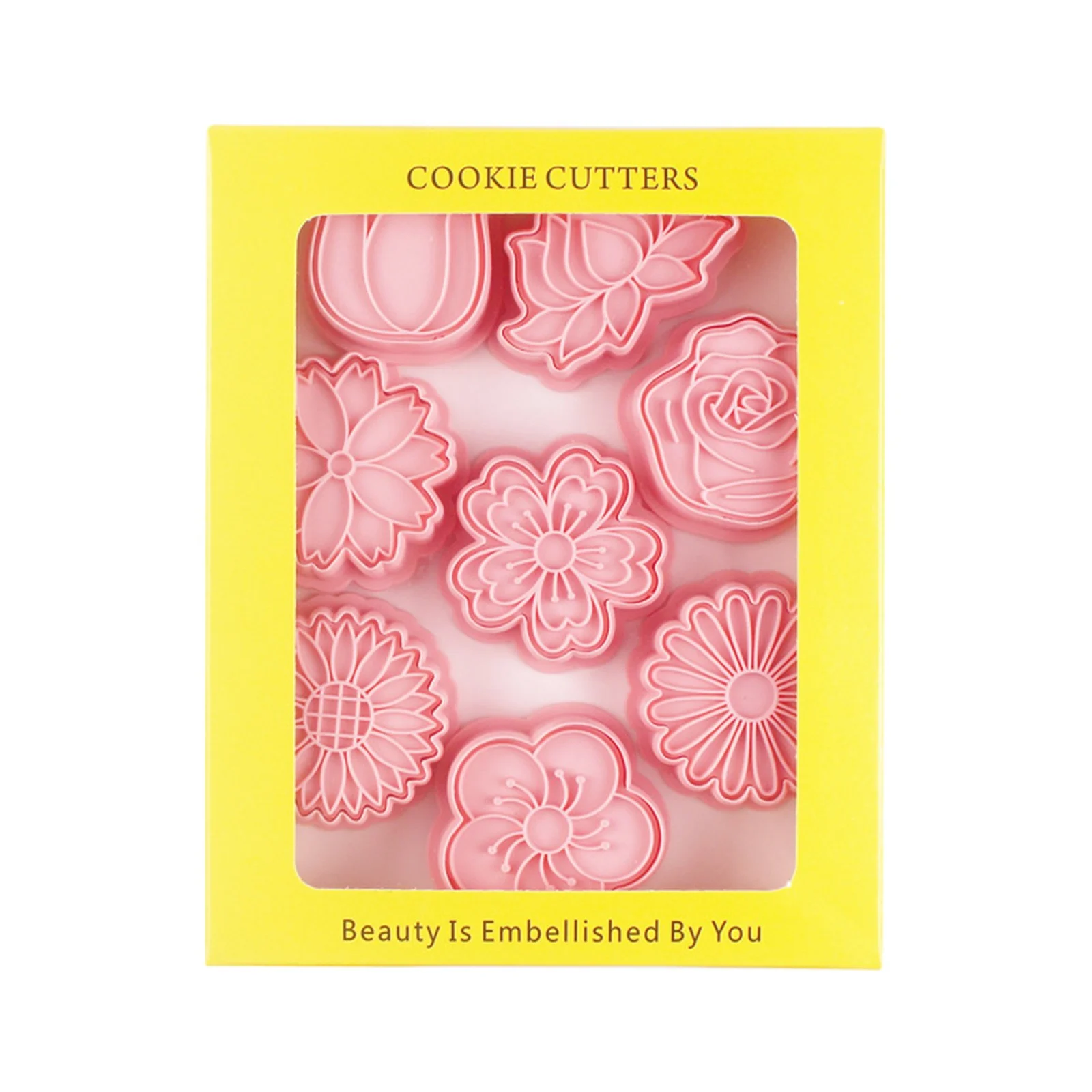 NLLSHGJ Flower Biscuits Mould Chrysanthemum Cherry Plums Cartoon Cake Baking Sugar 3d Three Dimensionals Cookie Seal Die