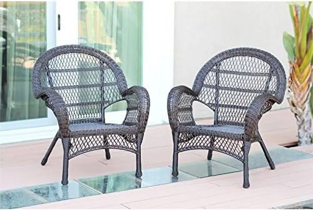 Resin Wicker Patio Chair In Espresso (Set Of 2)