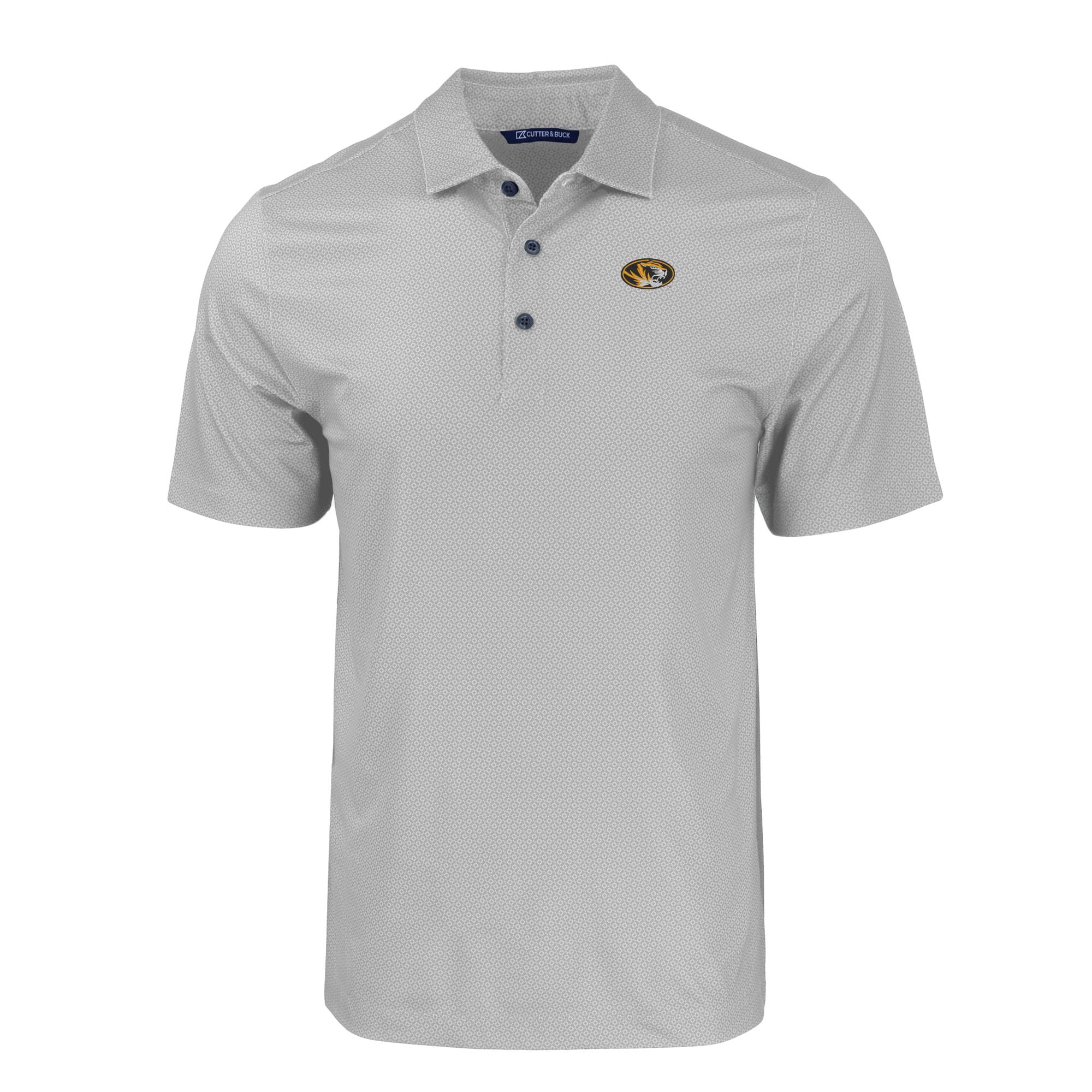 Men's Cutter & Buck Gray Missouri Tigers Pike Eco Tonal Geo Print Stretch Recycled Polo