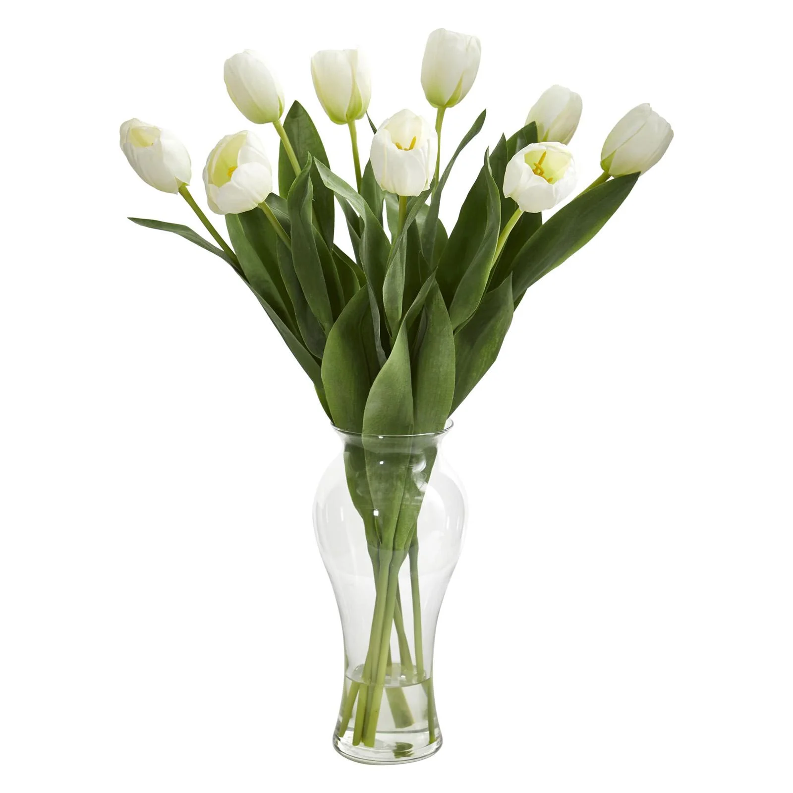 Nearly Natural Artificial Tulips Arrangement in Vase