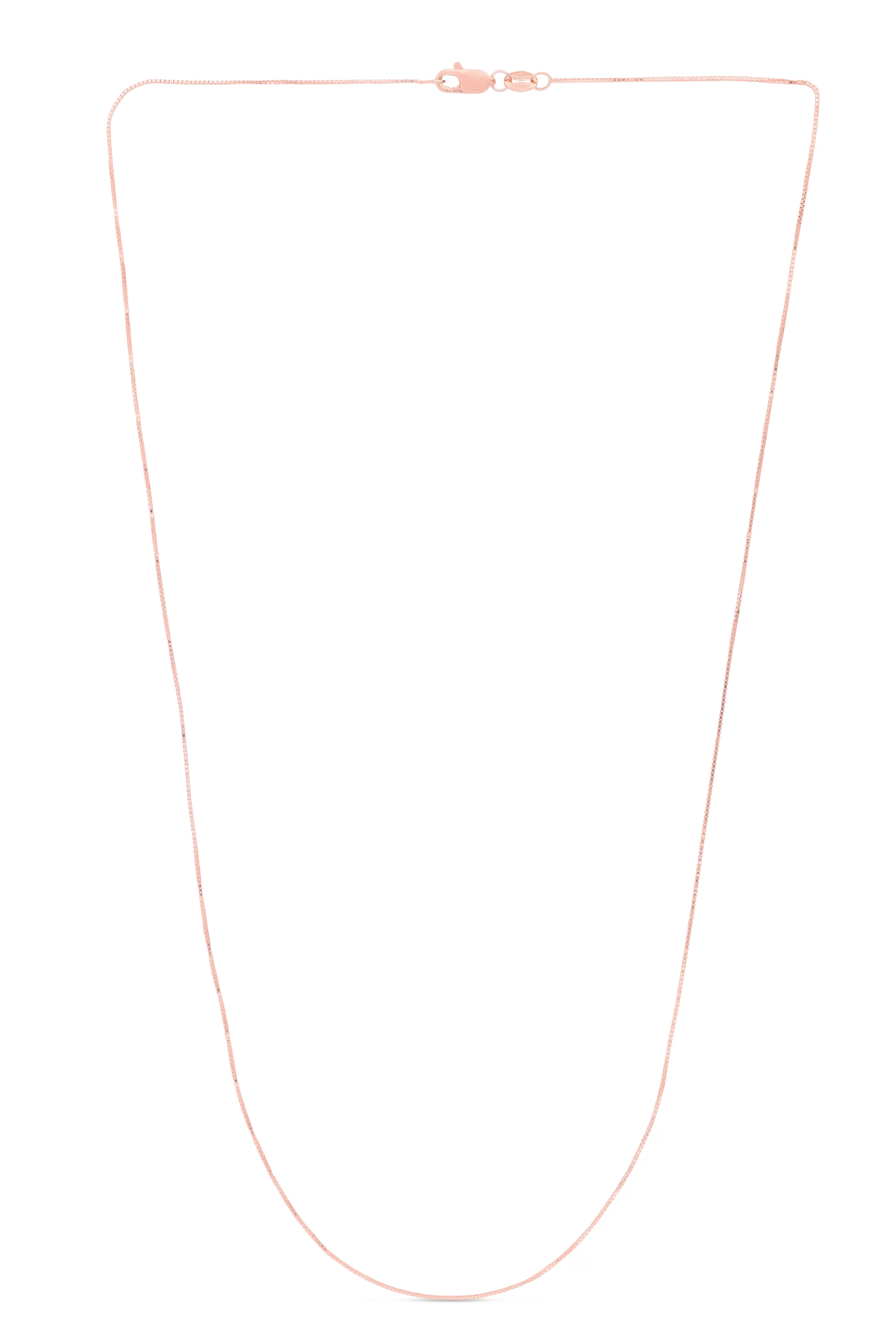 14K 18in Rose Gold Polished Classic Box Chain with Lobster Clasp