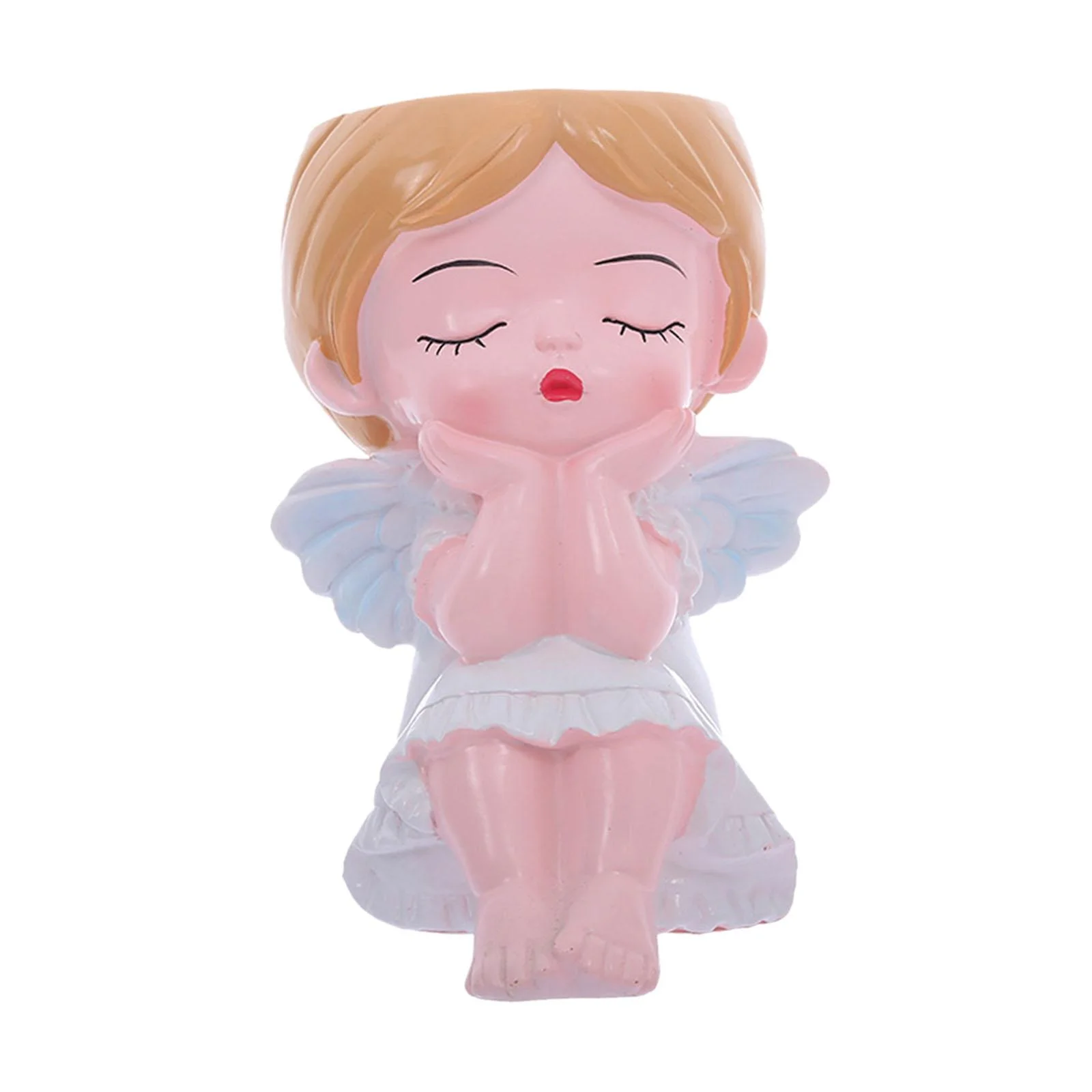 Gazechimp Girl Plant Pot Decoration Tabletop Office DIY Patio Accessories Plant Holder White