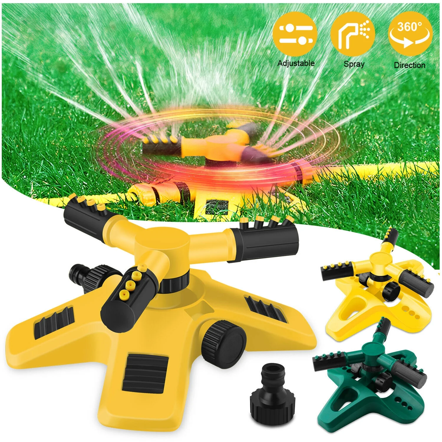 360° Auto Irrigation System Rotating Lawn Sprinkler for Garden Patio Spray Grass