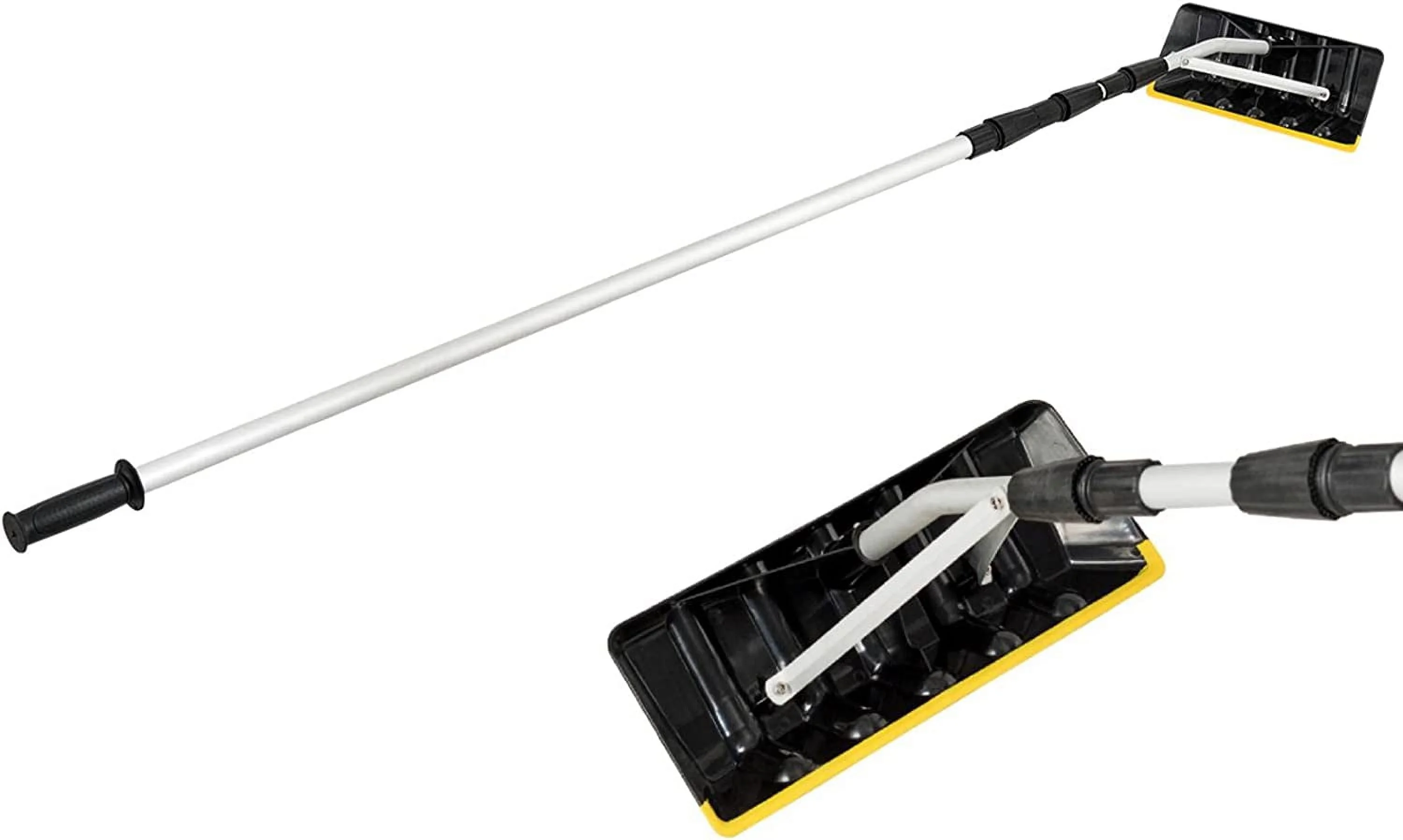 Telescoping Snow Roof Rake, 21’ Lightweight Aluminum Snow Removal Tool with Extendable Pole and Poly Blade for Metal Roof, Asphalt Roof, Car and Solar Panel