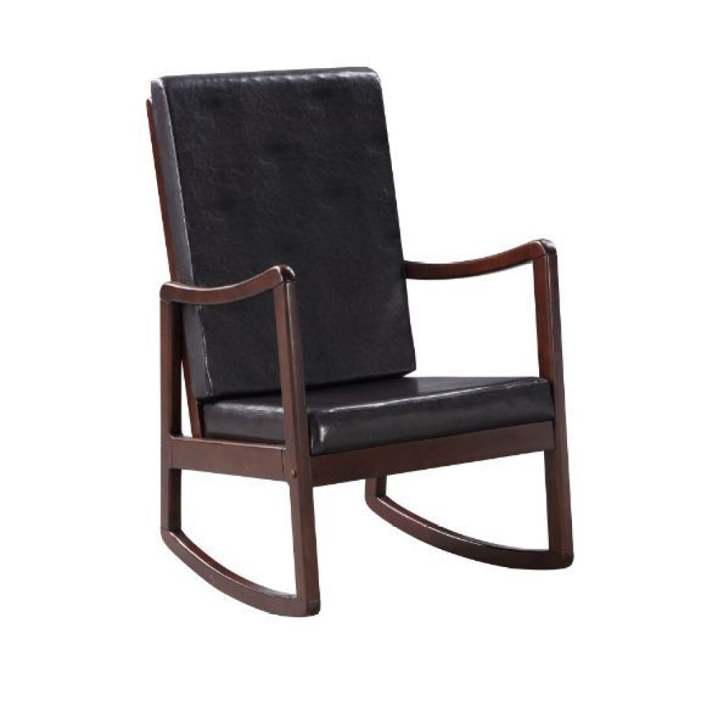Raina Rocking Chair, Dark Brown PU & Espresso Finish
