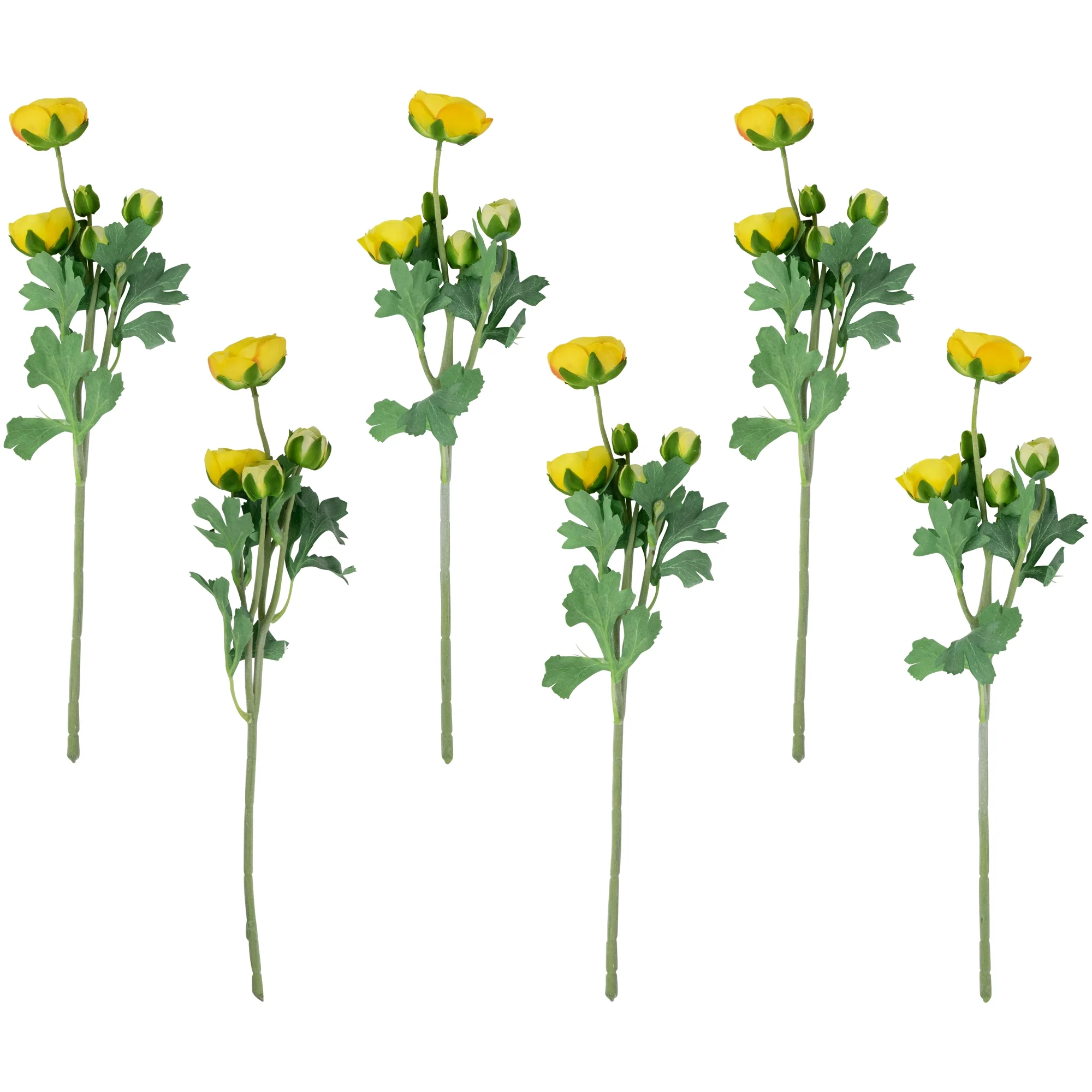 Set of 6 Yellow Ranunculus Artificial Floral Sprays 21