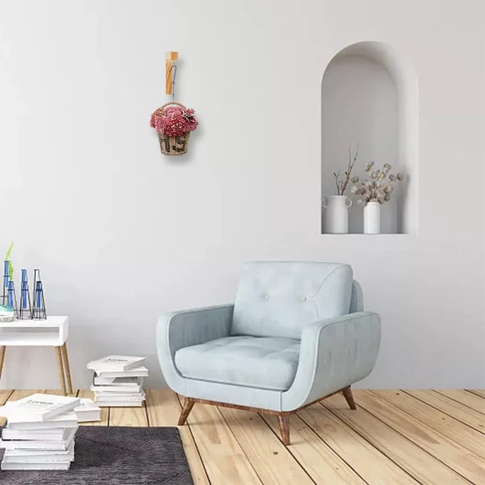 Wooden Plant Hanger Hook Heavy Duty Hanging Plant Bracket Decorative Wall Plants Hangers Indoor with 2pcs Screws and 2pcs Anchor Plugs Hole: 10mm