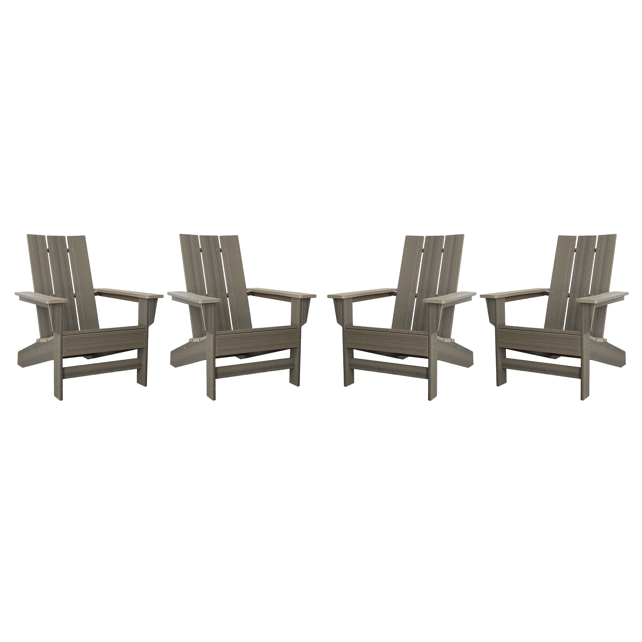 Tangentwood Aria Adirondack Chairs Made with All-Weather Tangentwood, Set of 4, Oversized, High End Patio Furniture for Porch, Lawn, Deck, Fire Pit, No Maintenance, Made in The USA, Coastal Gray